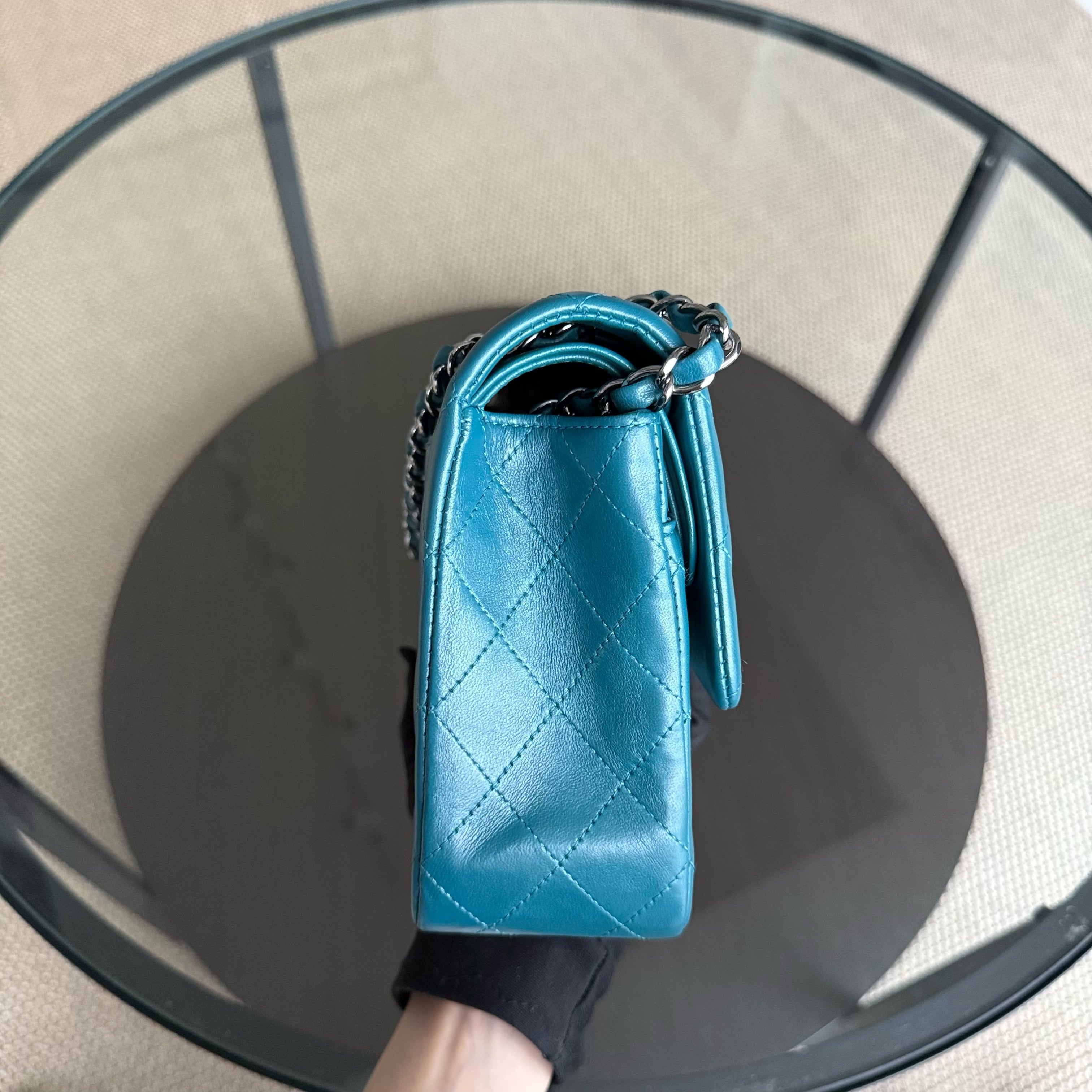 Chanel Classic Flap Medium - 25CM Quilted Lambskin Blue Silver Hardware Series 15