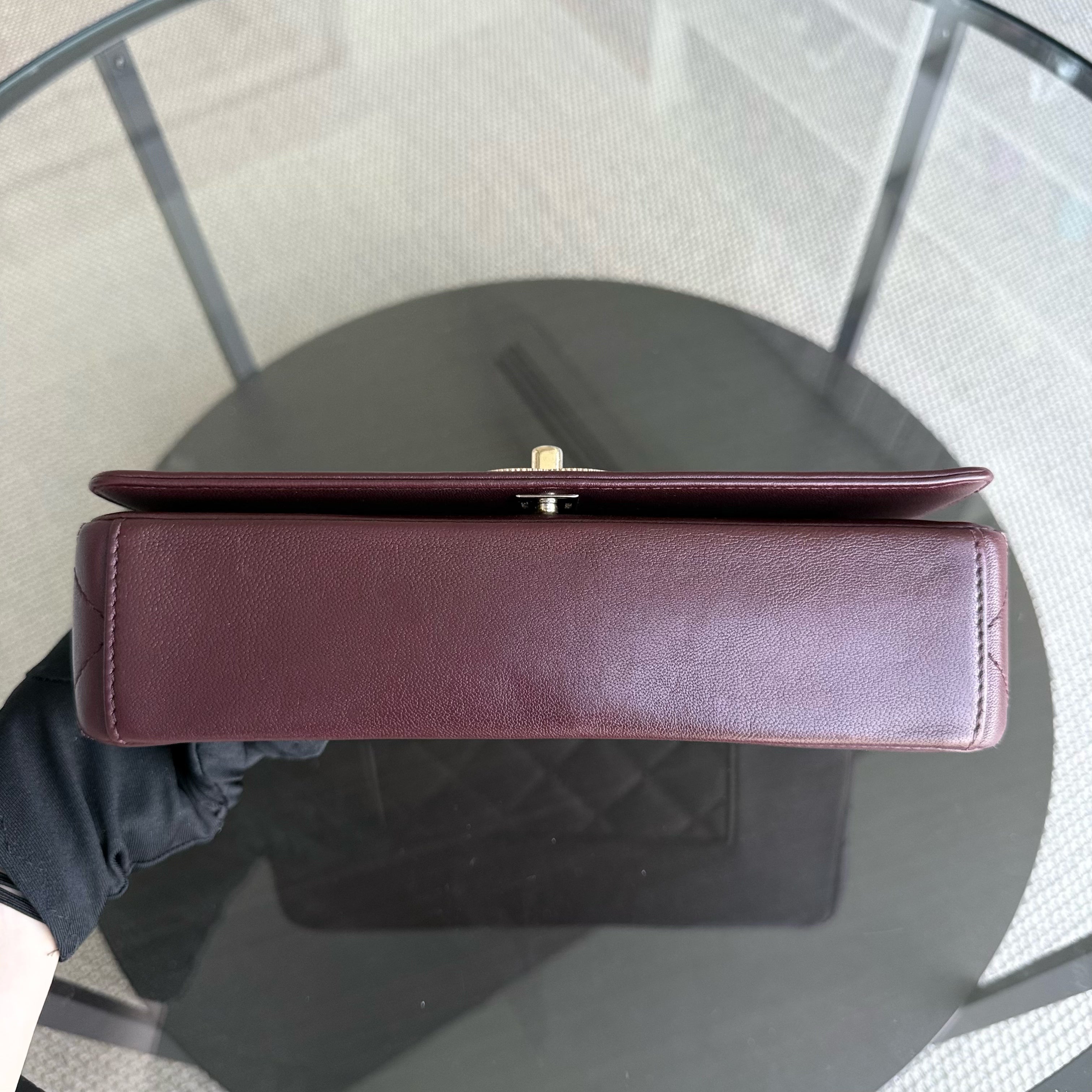 Chanel Mademoiselle Seasonal Flap - 25CM Quilted Lambskin Burgundy Gold Hardware Series 23