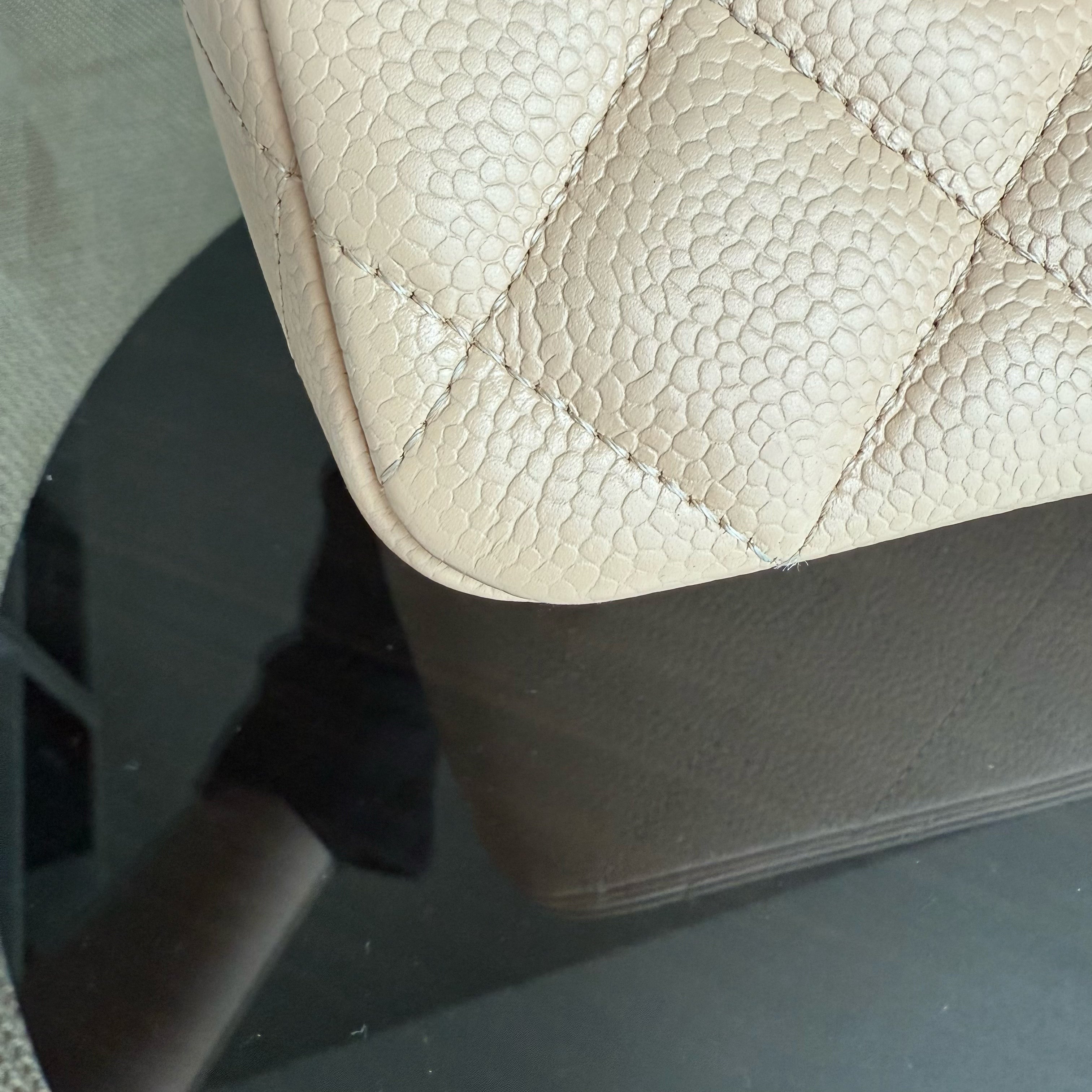 Chanel Classic Flap Jumbo - Caviar 30CM Single Flap Quilted Beige Gold Hardware Series 14