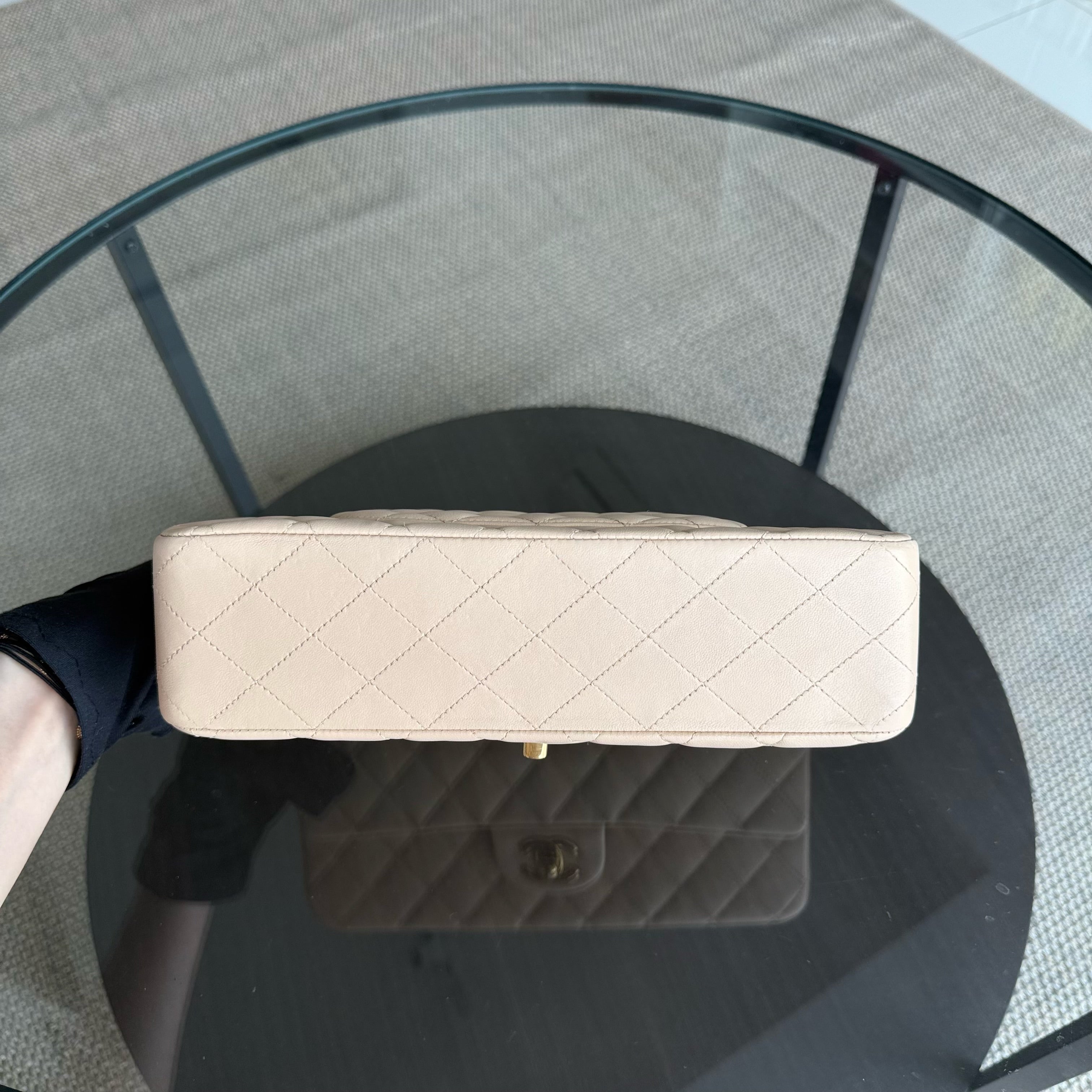 Chanel Classic Flap Medium - 25CM Quilted Lambskin Beige Gold Hardware Series 18