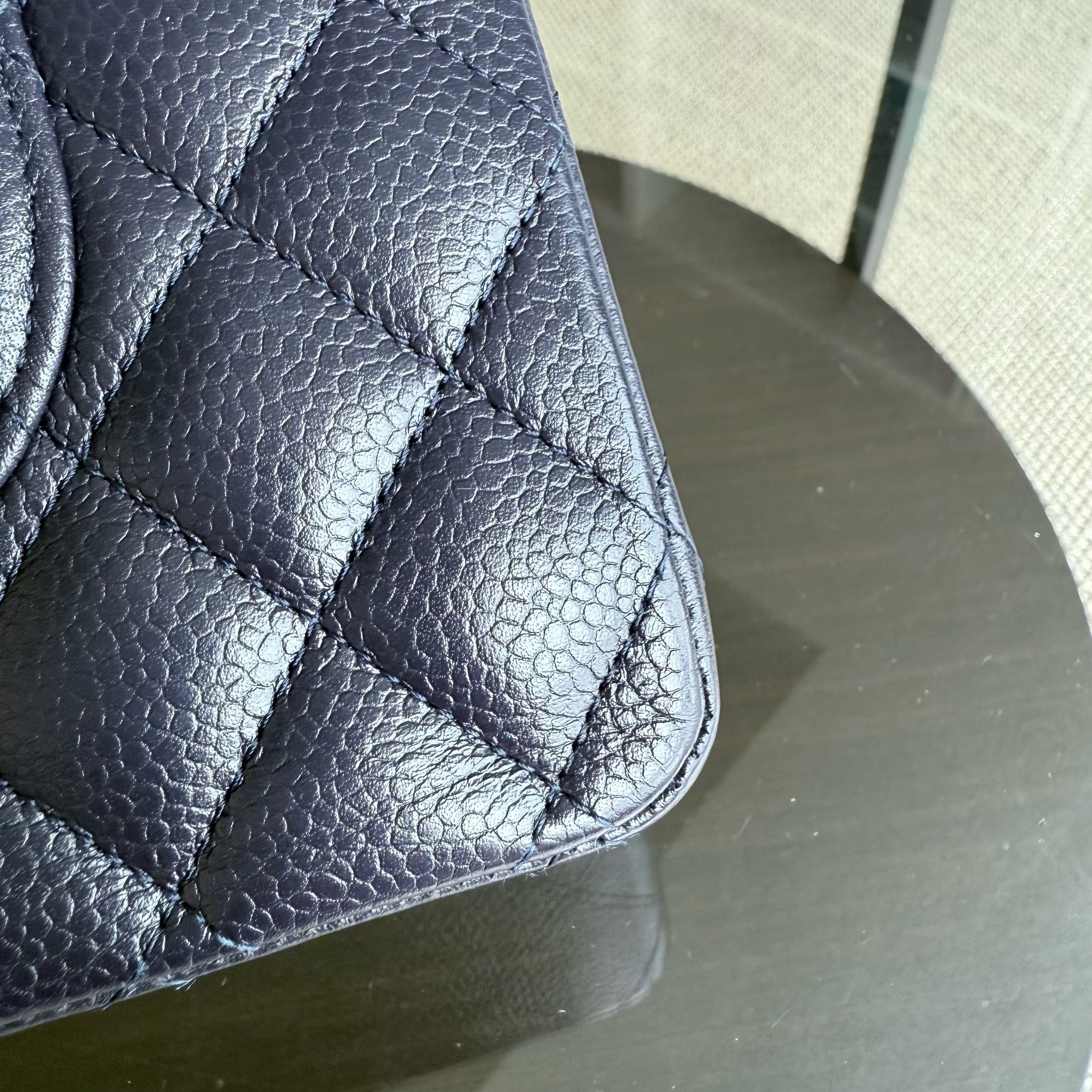 Chanel Classic Flap Medium - Caviar 25CM Quilted Dark Midnight Blue Silver Hardware Series 18
