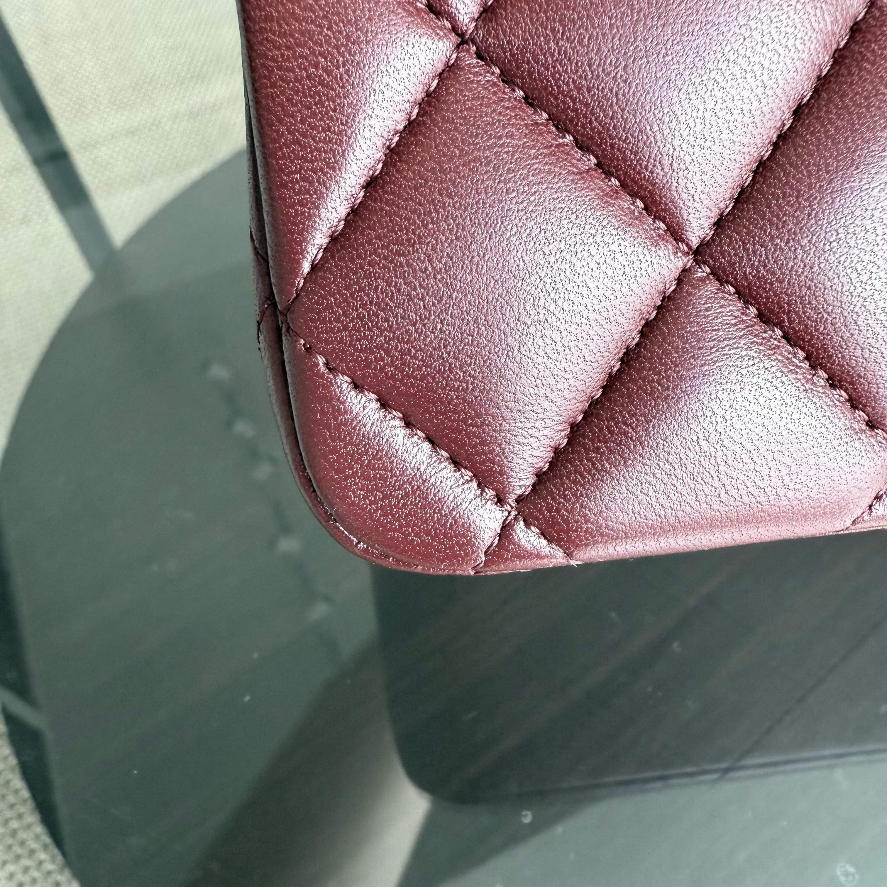 Chanel Classic Flap Medium - 25CM Quilted Lambskin Burgundy Dark Red Gold Hardware Series 21