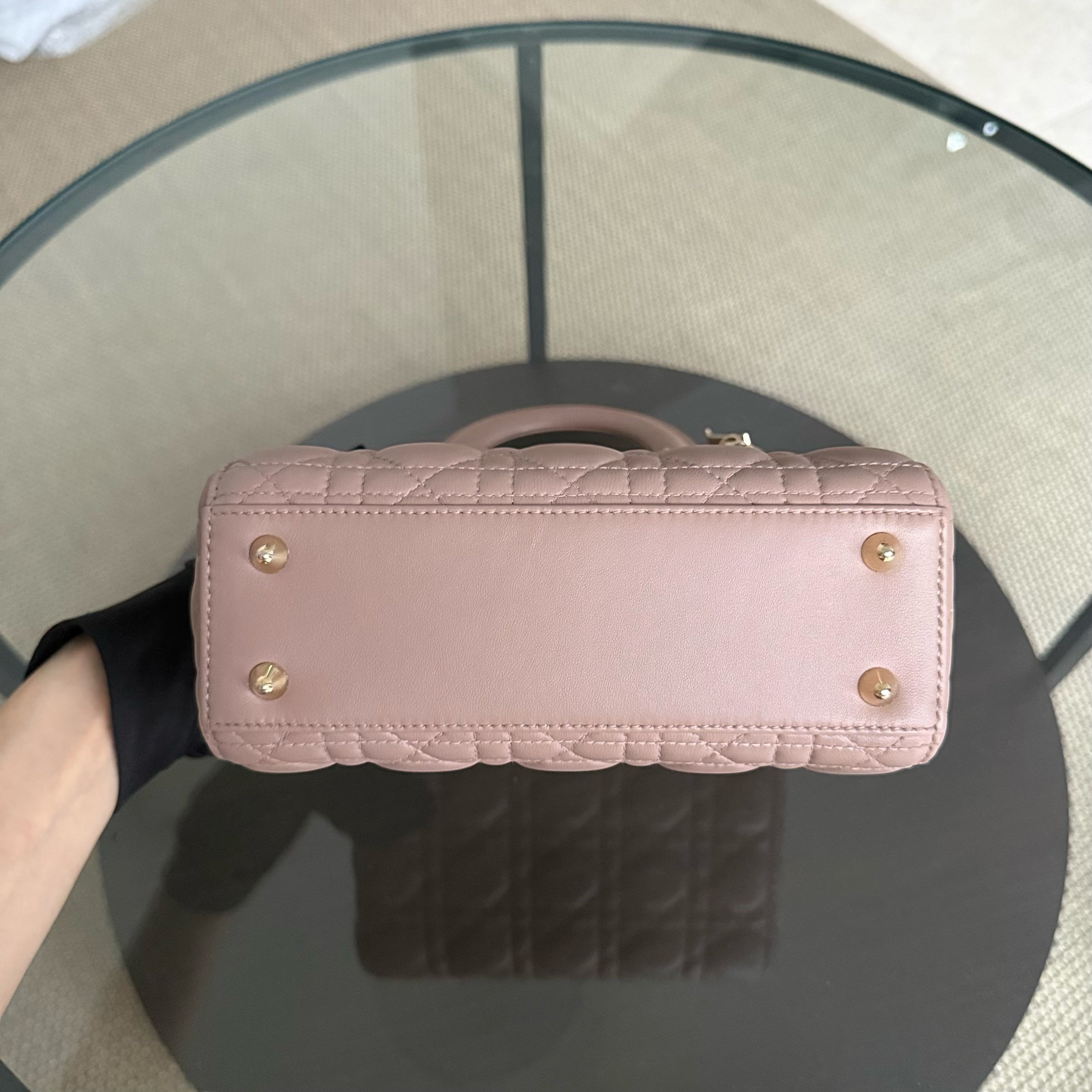 Dior Lady Small Flap - 20CM Cannage Lambskin Blush Pink Gold Hardware