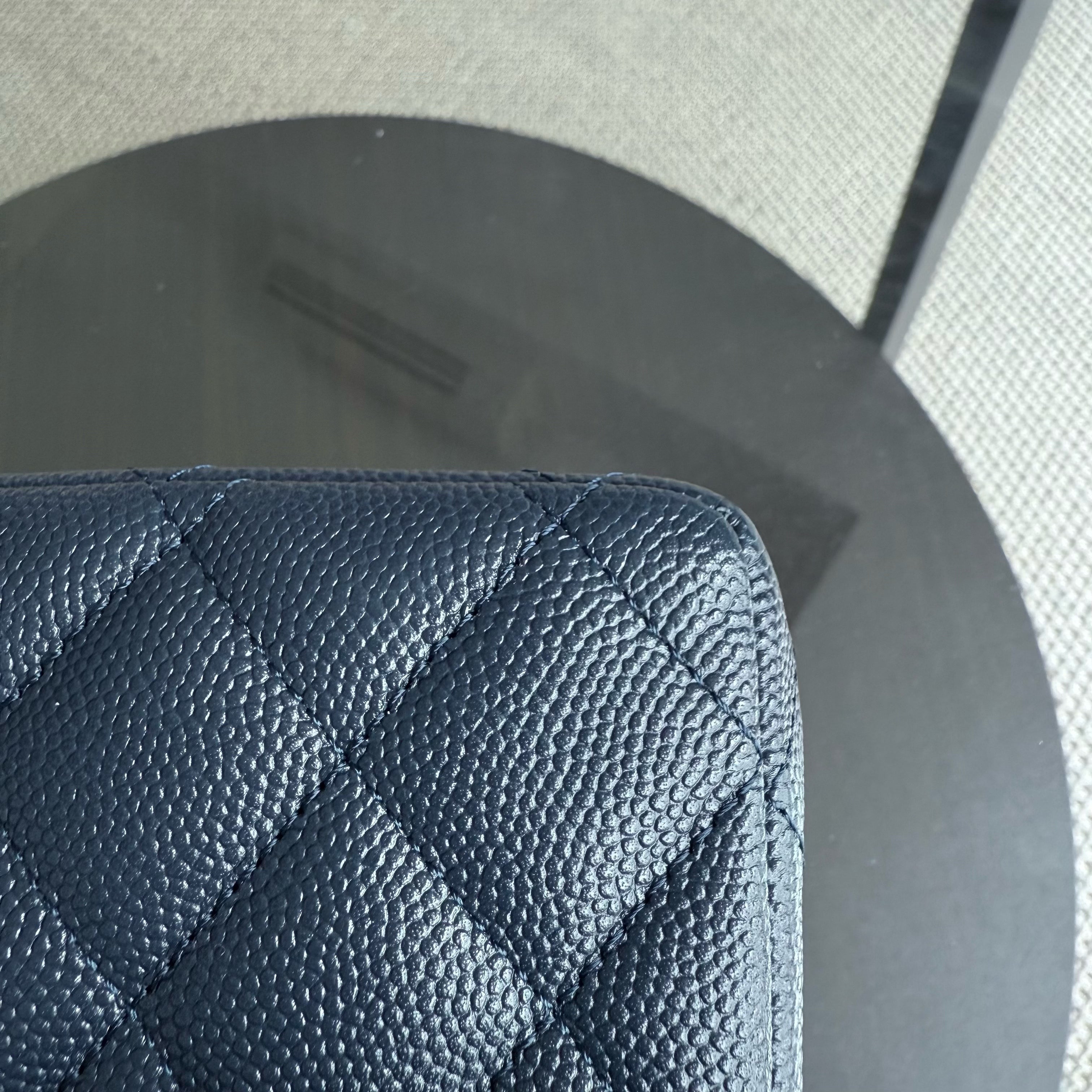 Chanel Classic Flap Medium - Caviar 25CM Quilted Dark Navy Blue Light Gold Hardware Series 26