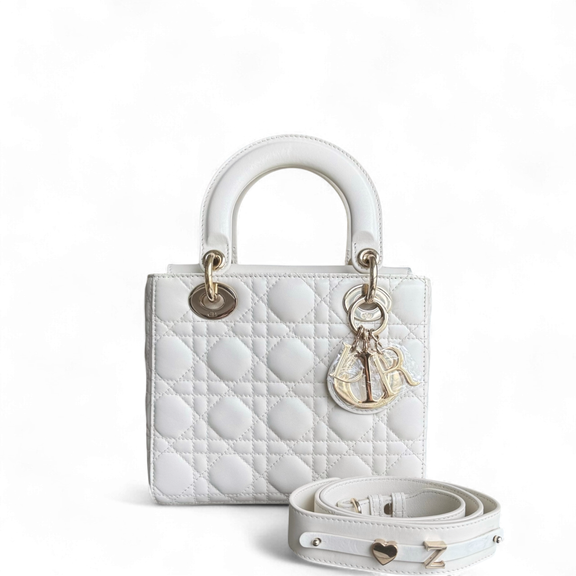 Dior Lady Small ABC - Cannage Lambskin White Gold Hardware MyABC