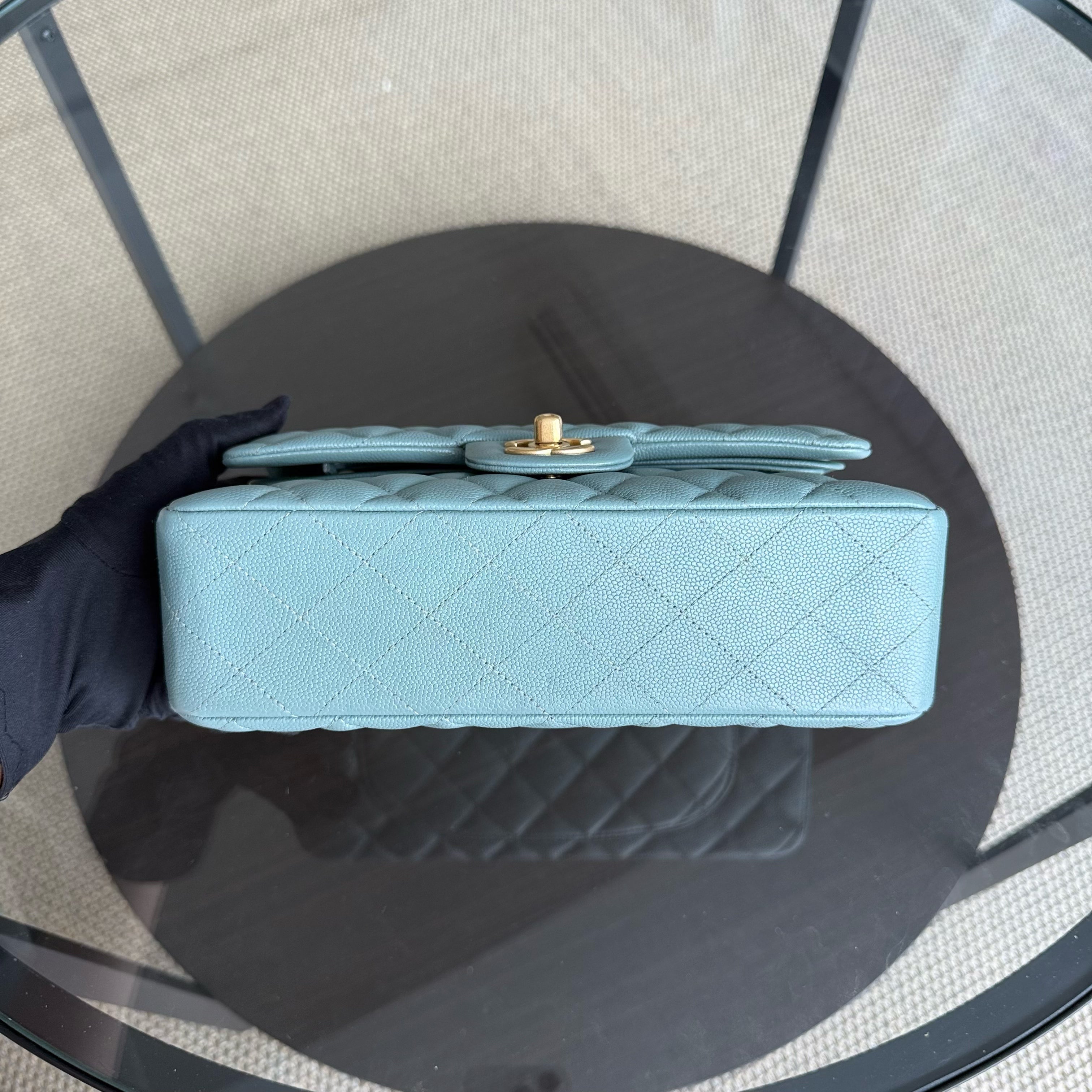 Chanel Classic Flap Small - Caviar 23CM Quilted Light Baby Blue Gold Hardware Series 25