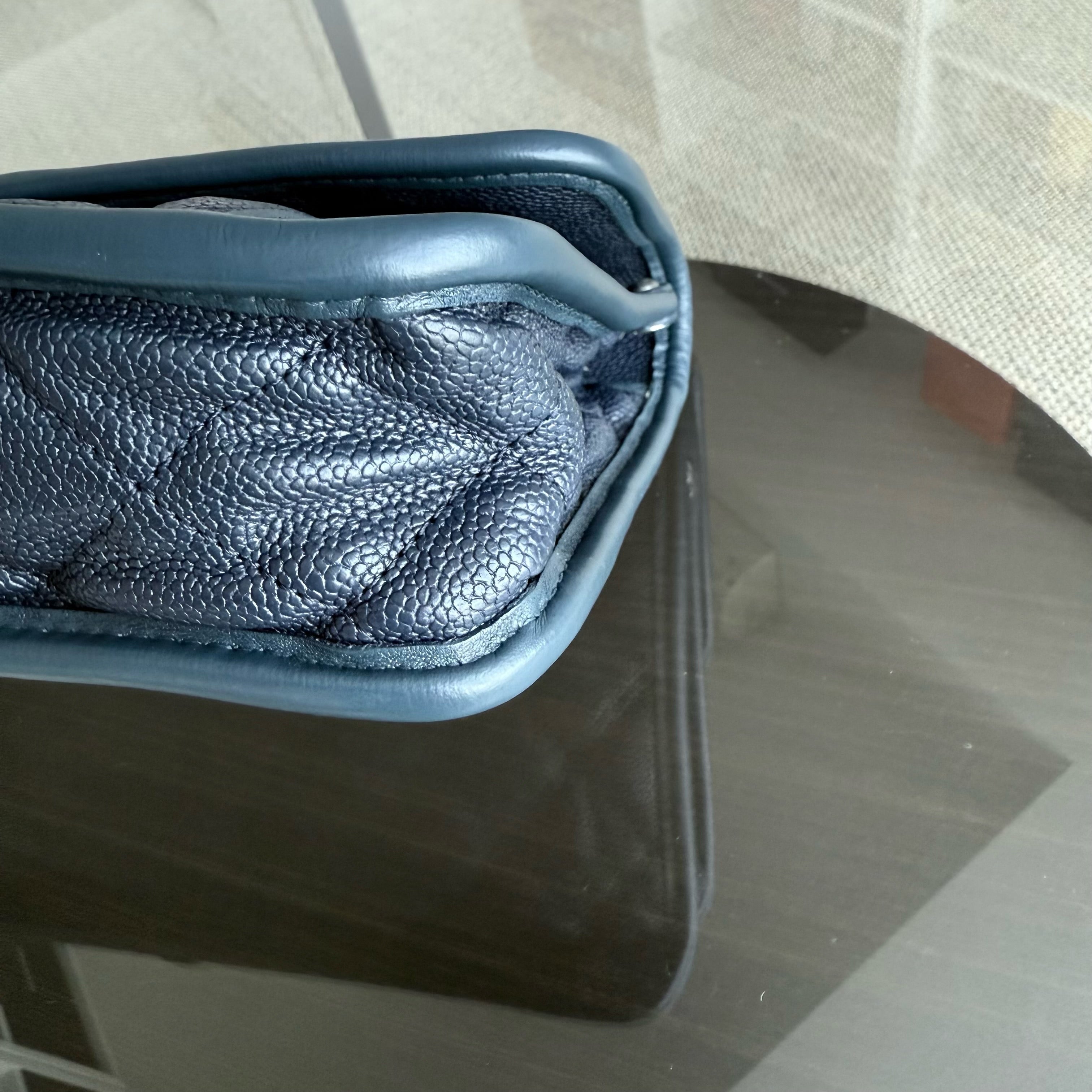 Chanel French Riviera - Caviar Quilted Grained Calfskin Dark Navy Blue Silver Hardware Series 15