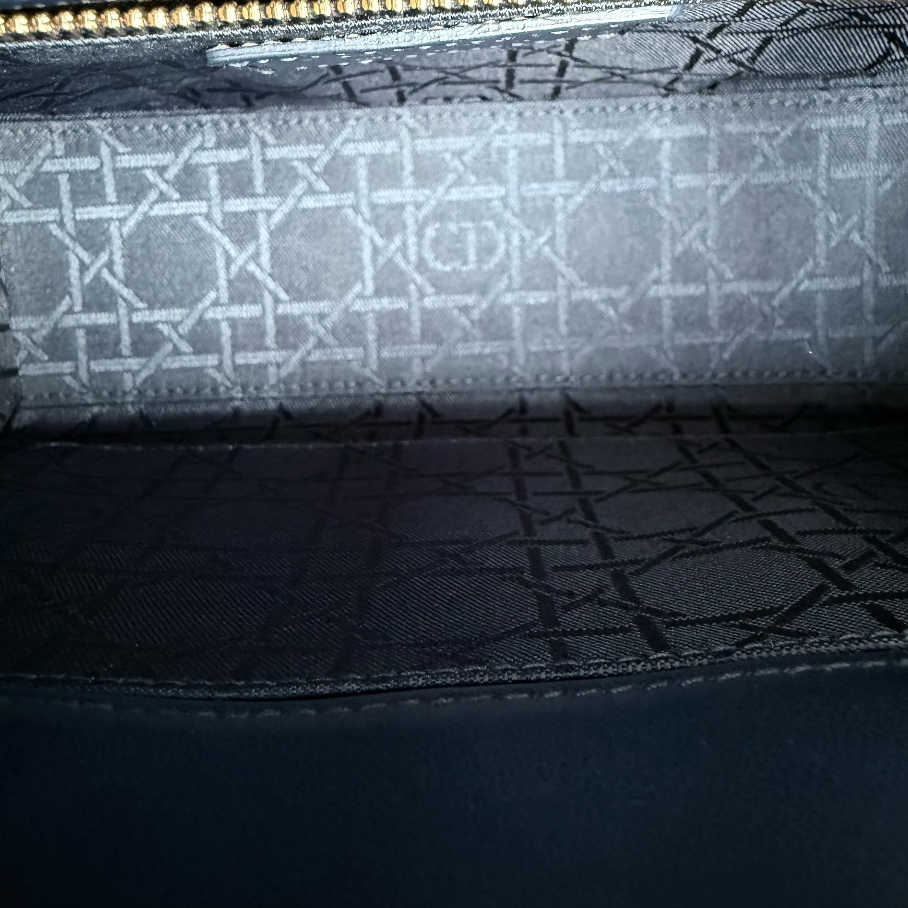 Dior Lady Small Flap - Cannage Lambskin Dark Blue Gold Hardware