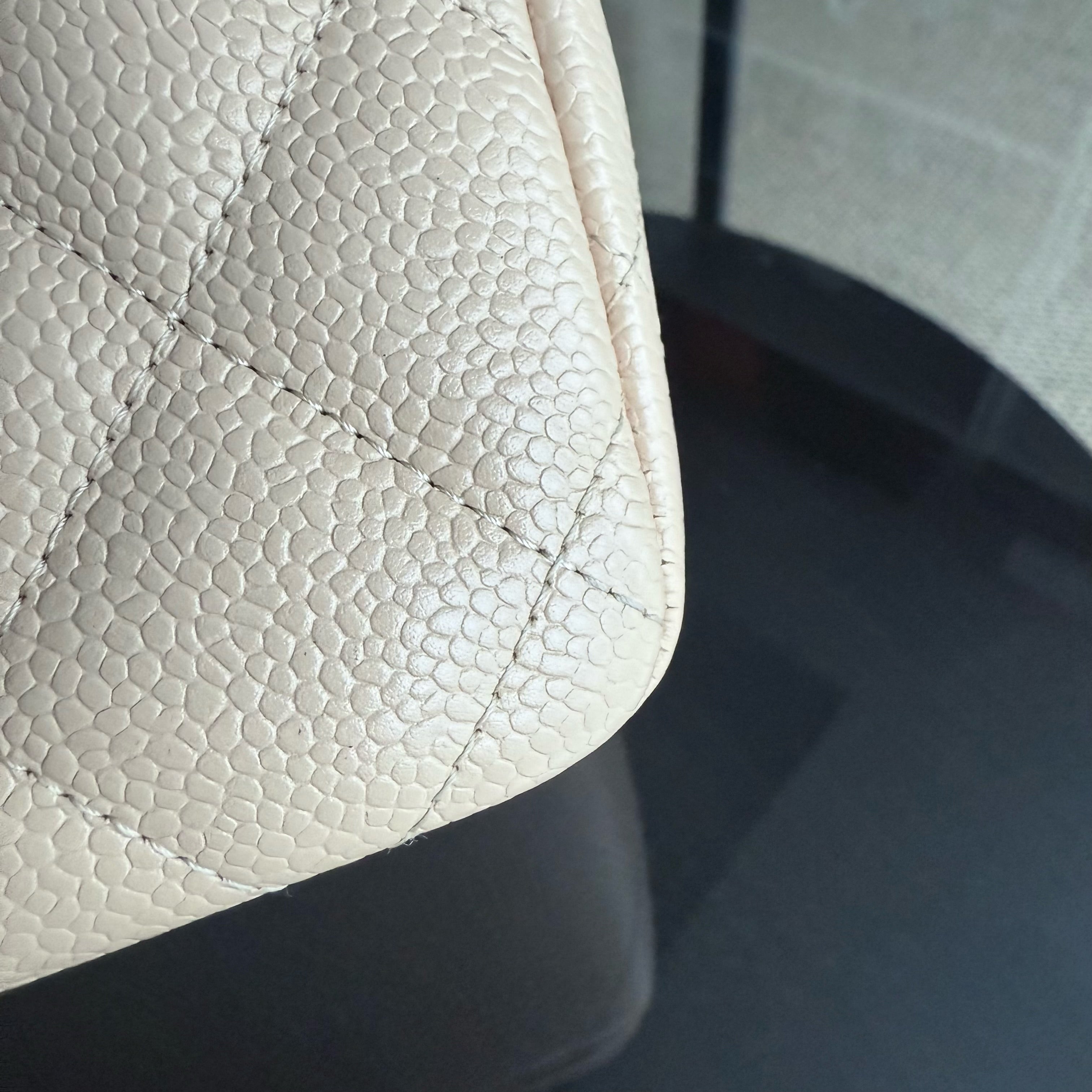 Chanel Classic Flap Jumbo - Caviar Quilted Grained Calfskin Light Beige Gold Hardware Series 13