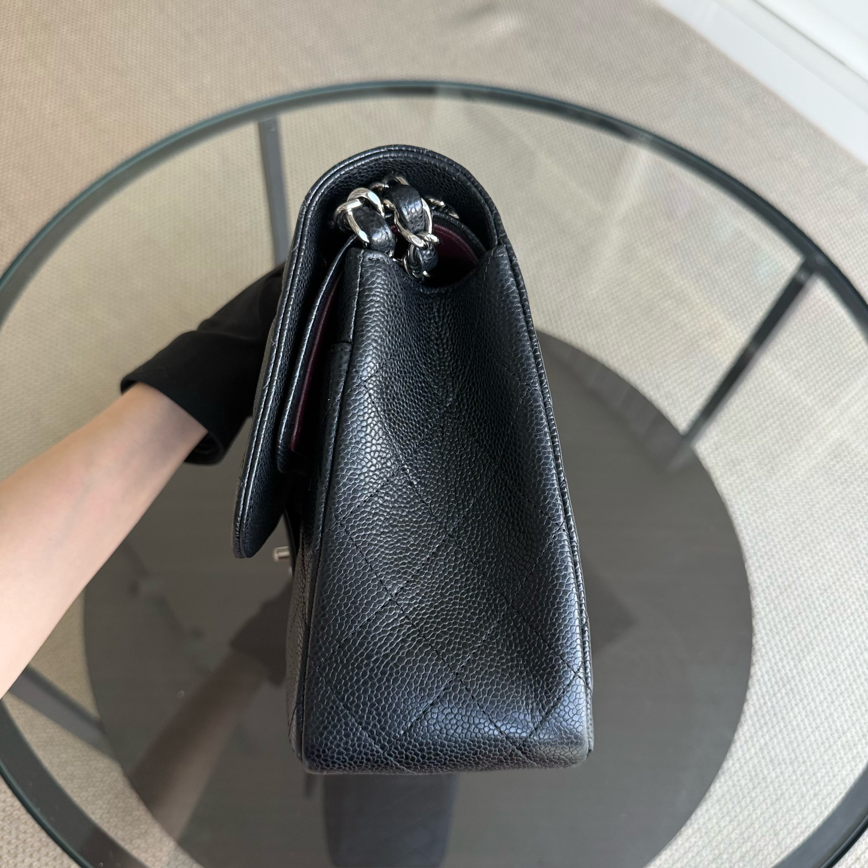 Chanel Classic Flap Jumbo - Double Flap Caviar 30CM Quilted Black Silver Hardware Series 15