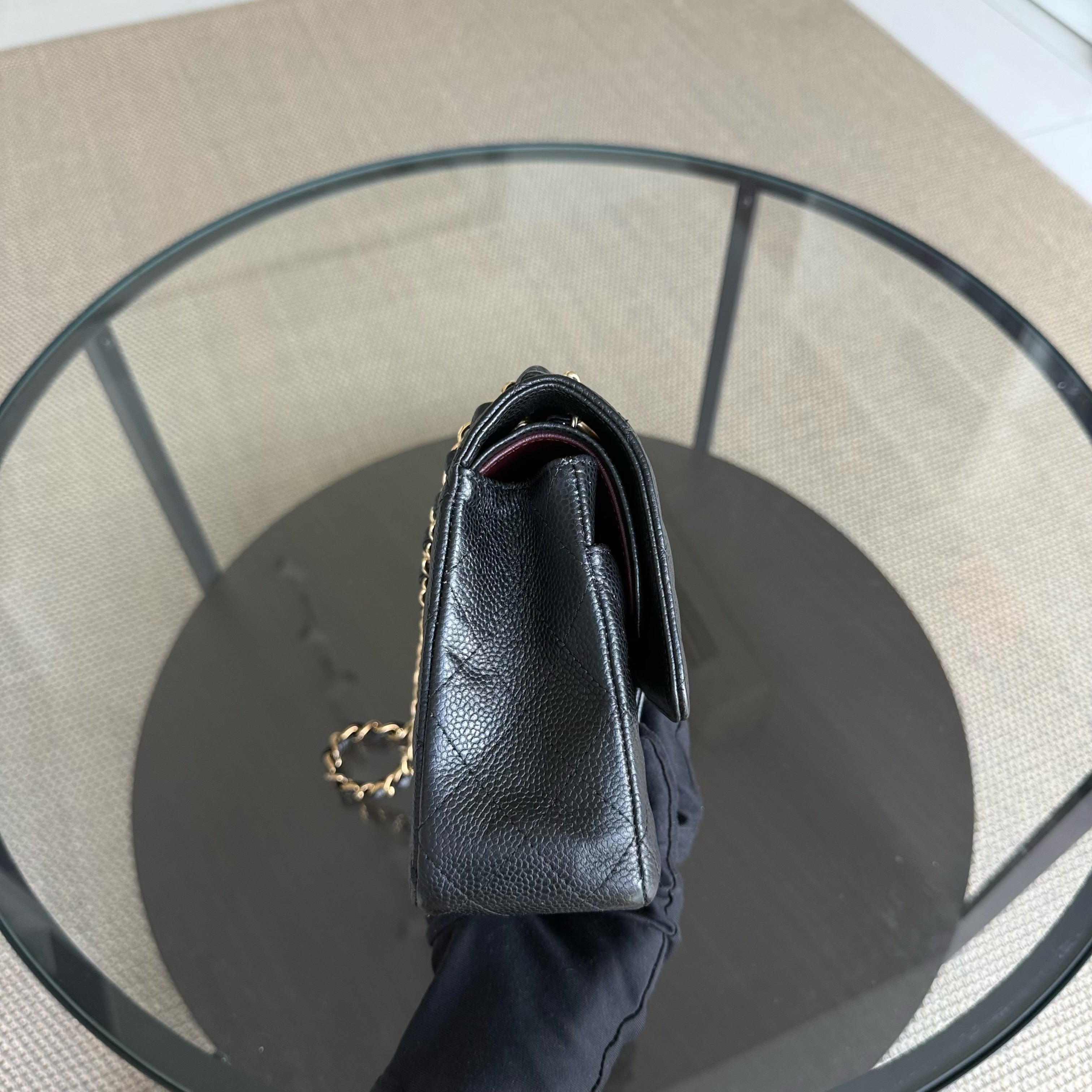 Chanel Classic Flap Medium - 25CM Quilted Caviar Black Gold Hardware Series 26