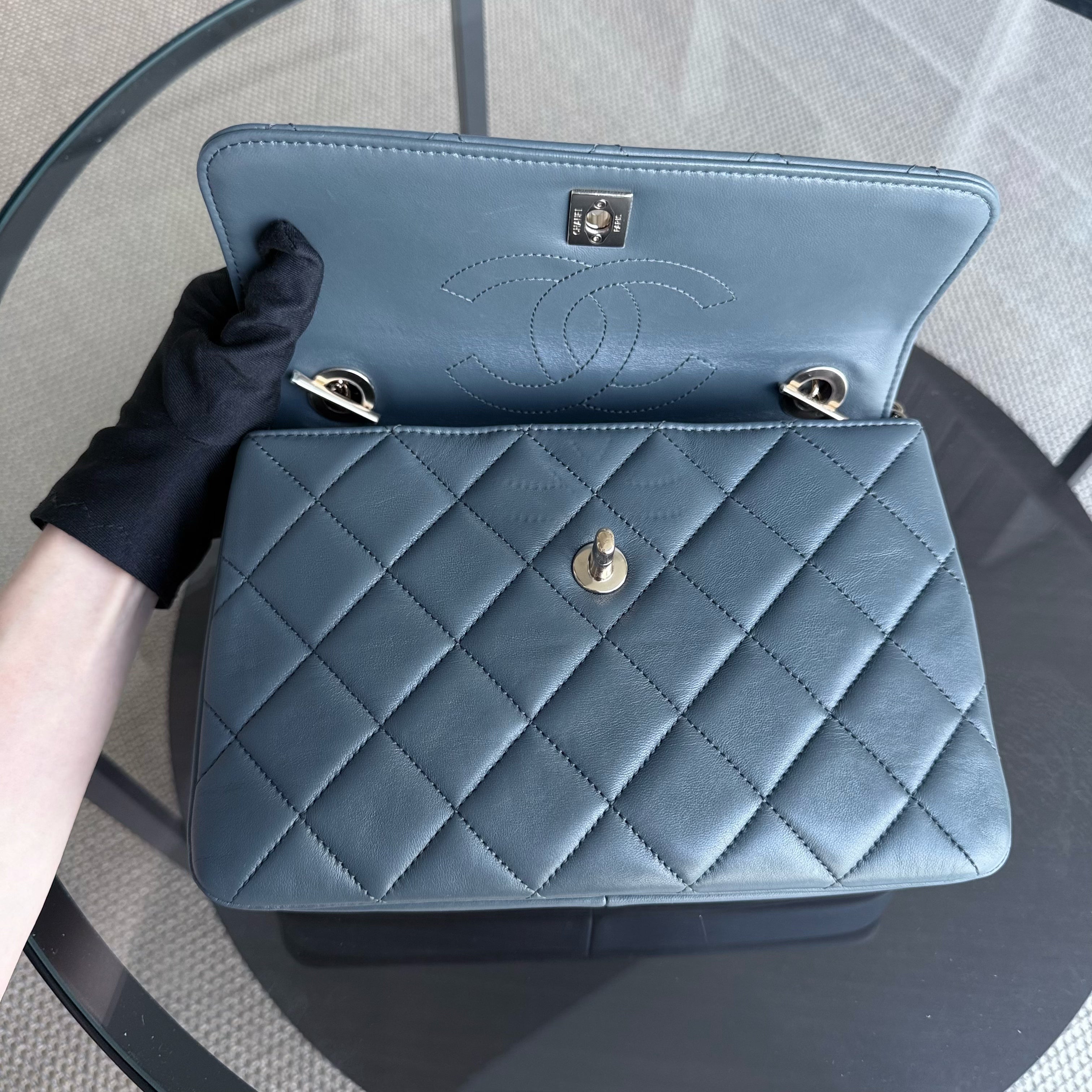 Chanel Trendy CC Small - Quilted Lambskin Haze Blue Gold Hardware Series 26