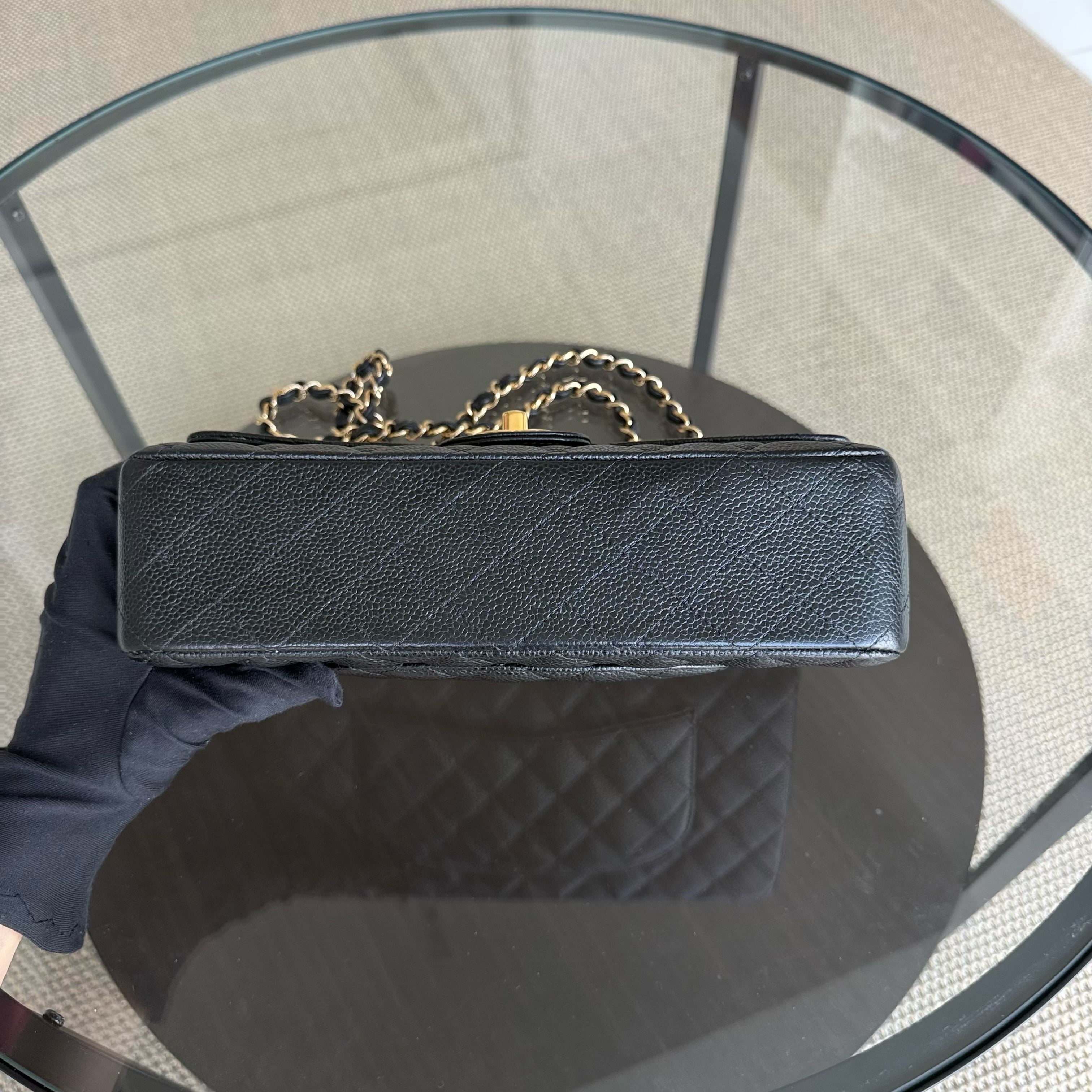 Chanel Classic Flap Medium - 25CM Quilted Caviar Black Gold Hardware Series 26