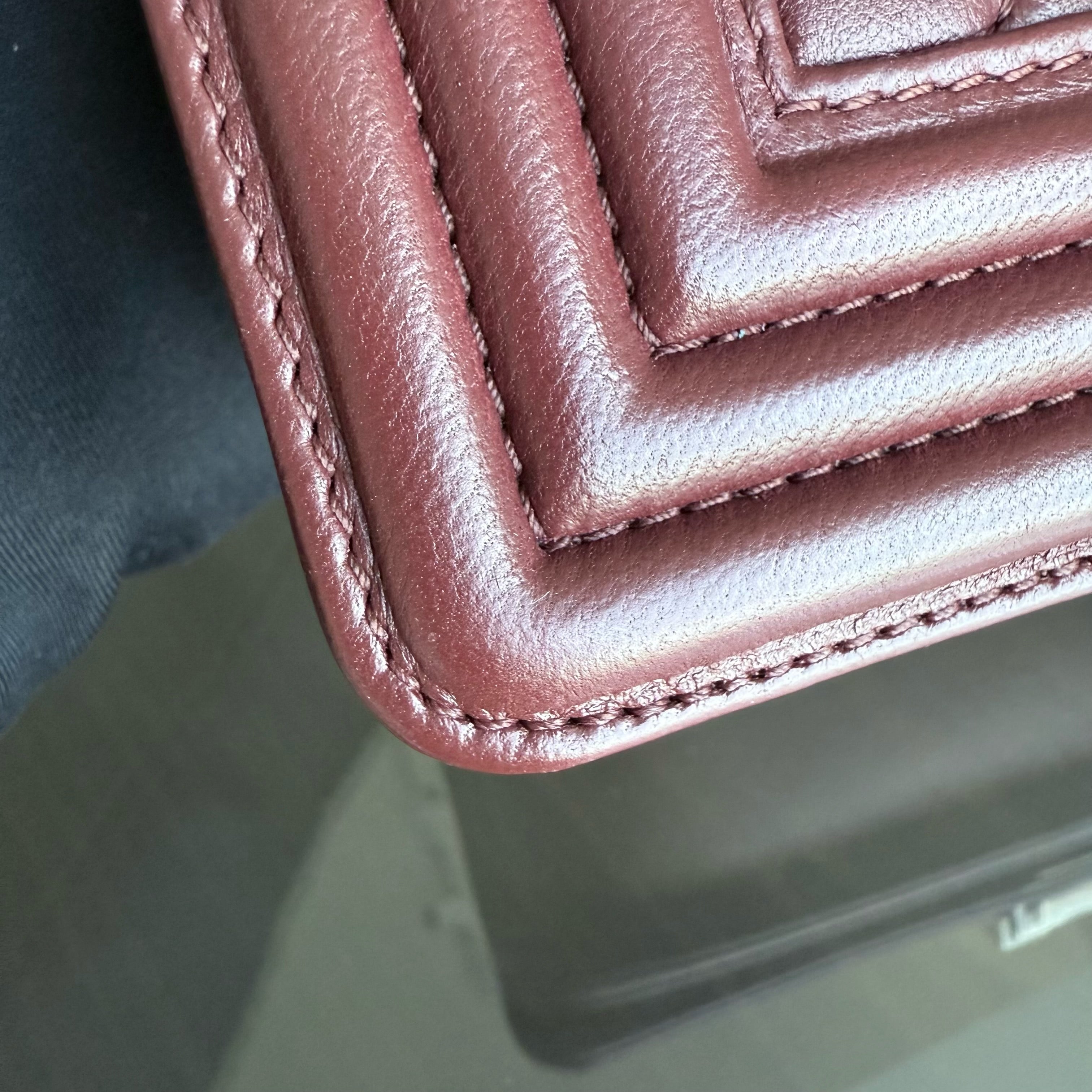Chanel Boy Small - Quilted Lambskin Burgundy Ruthenium Silver Hardware Series 16