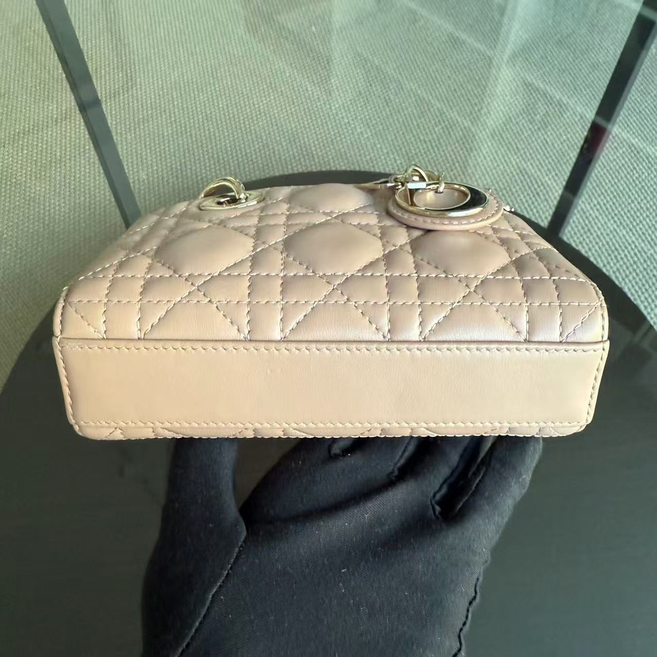Dior D-joy Micro - Lambskin Cannage Nude Pink Gold Hardware