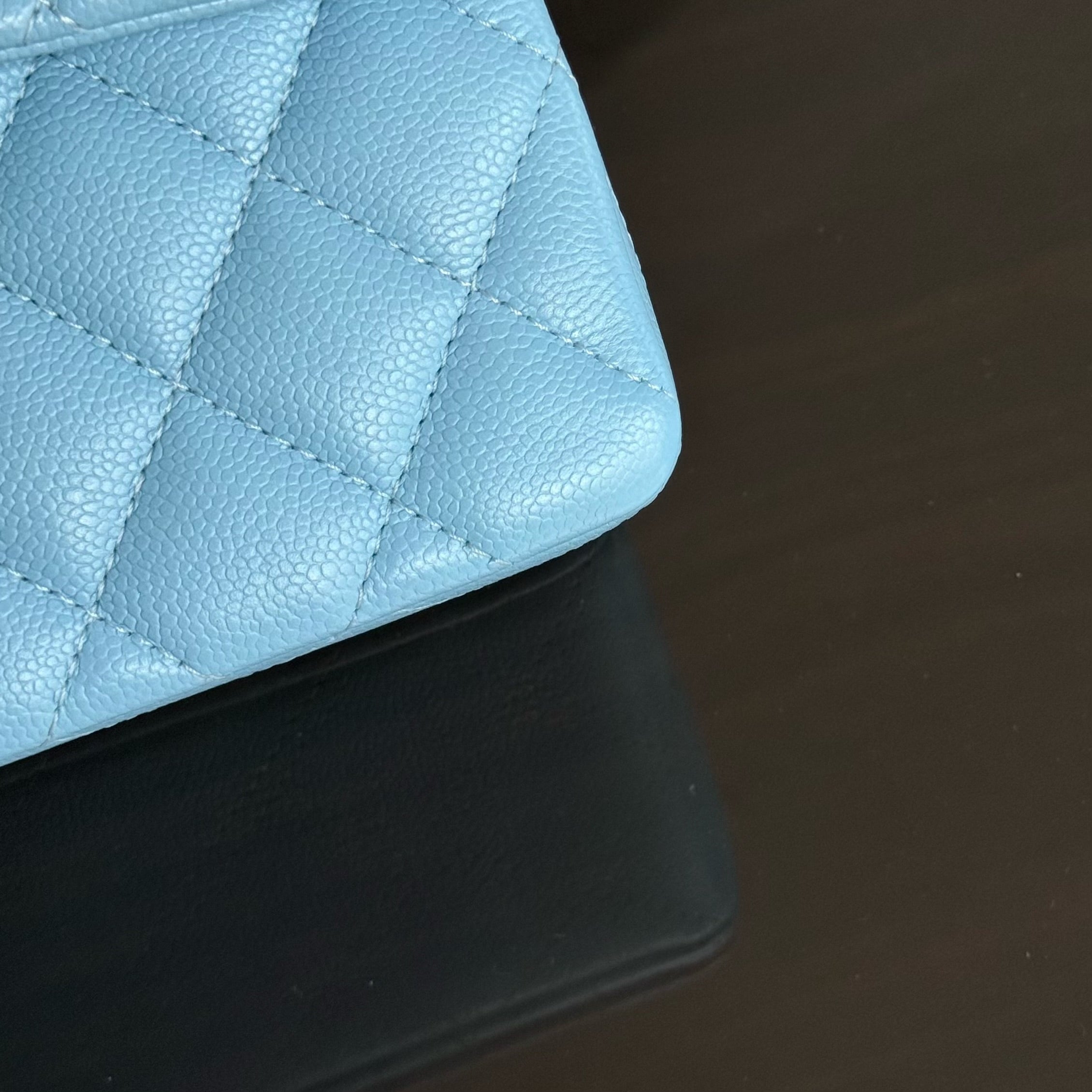 Chanel Classic Flap Small - Caviar 23CM Quilted Baby Blue Light Gold Hardware Microchip