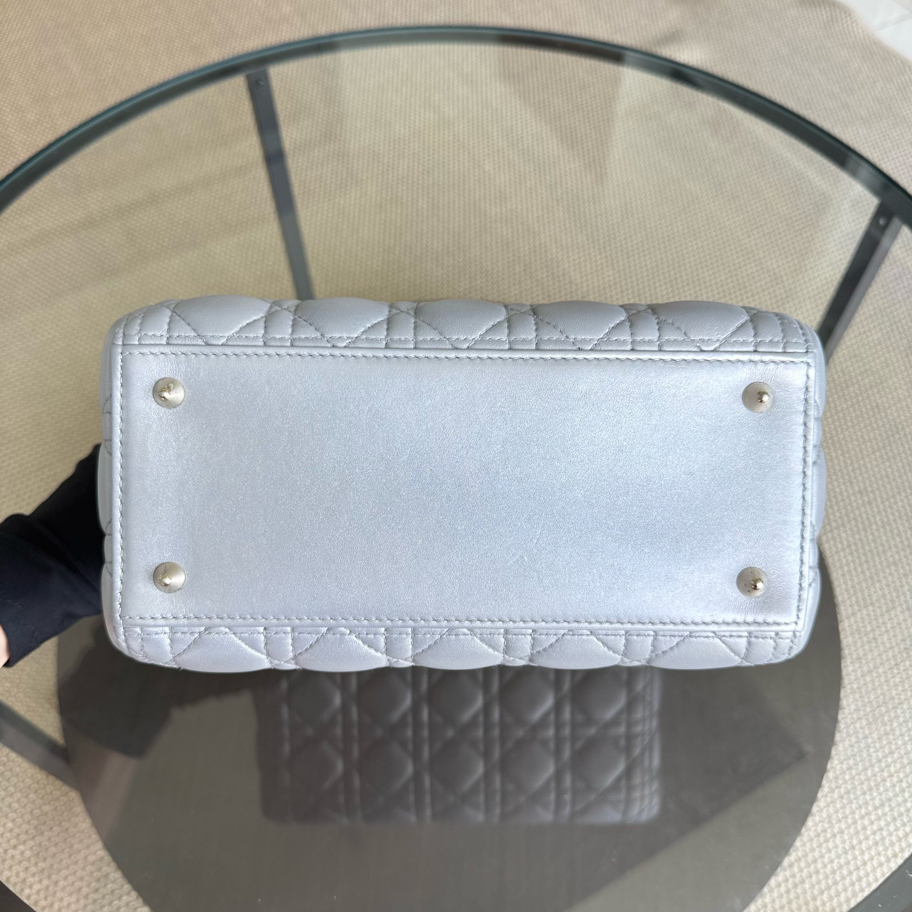 Dior Lady Medium - Cannage Lambskin Silver Gold Hardware