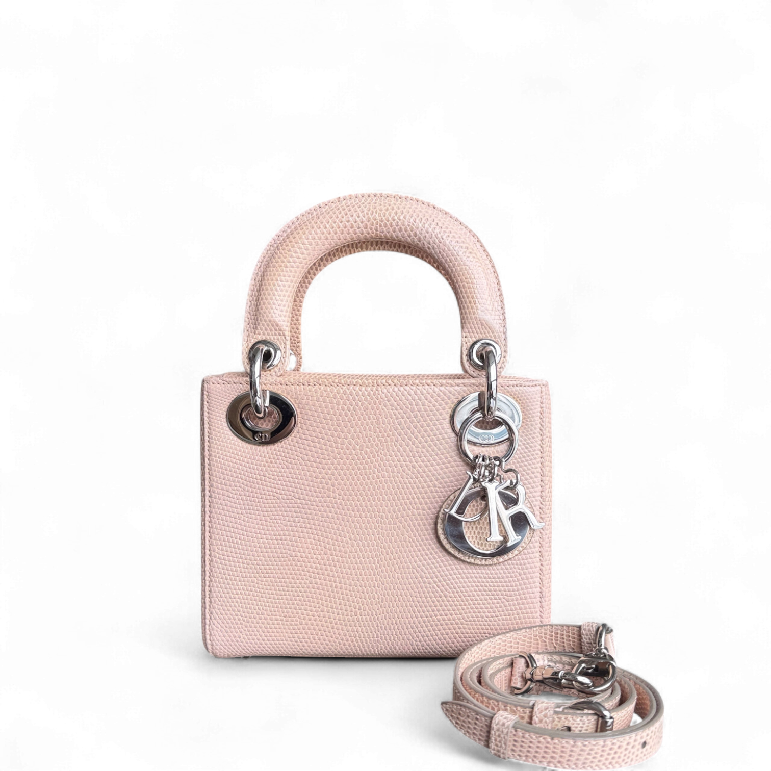 Dior Lady Mini - Exotic Lizard Beige color Silver Hardware