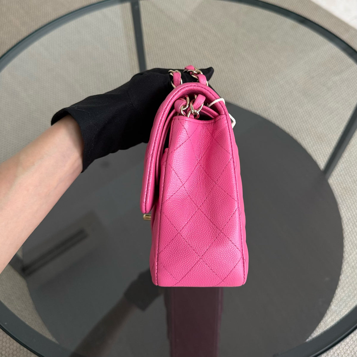 Chanel Classic Flap Medium - 25CM Quilted Caviar Pink Gold Hardware Series 27