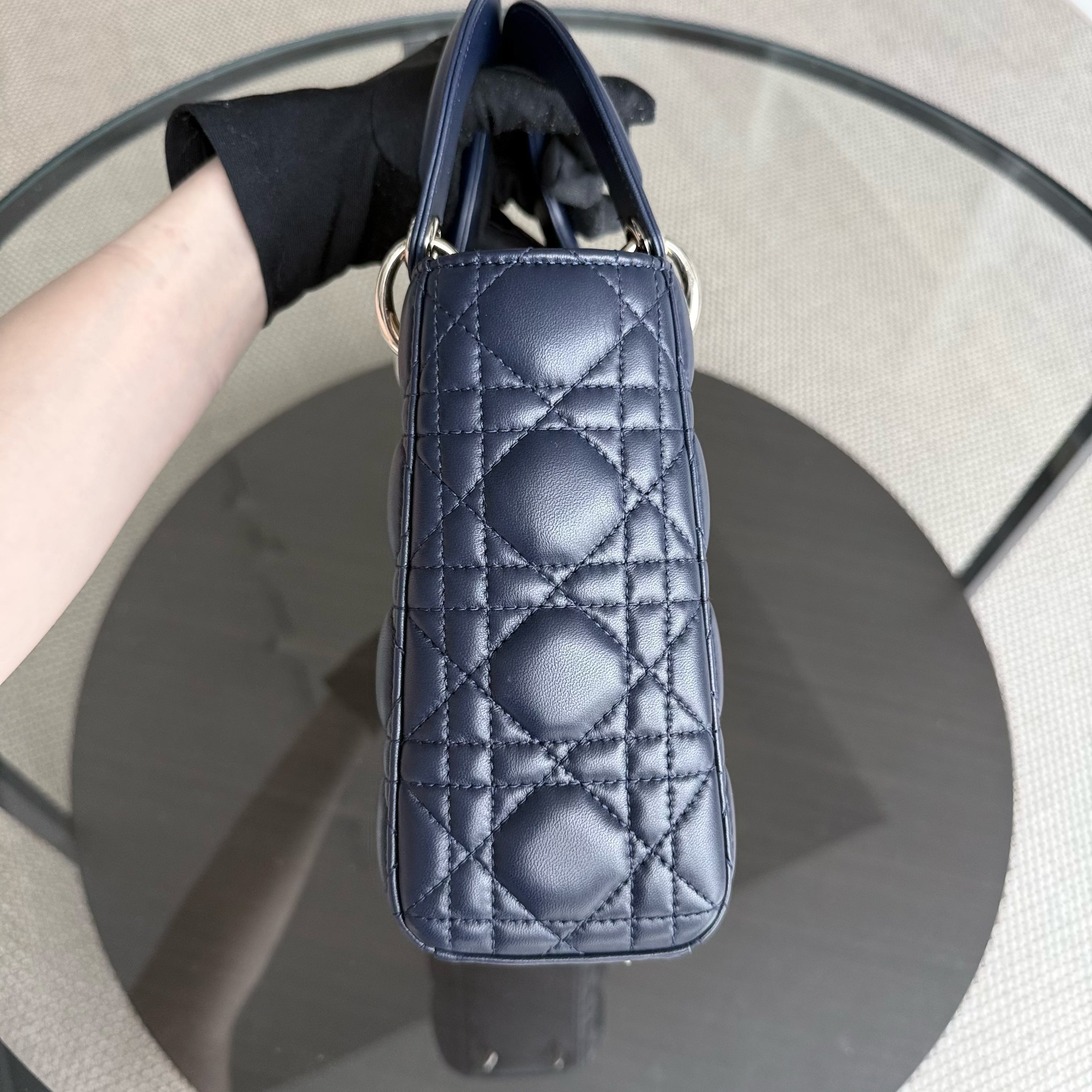Dior Lady Small - Cannage Lambskin Dark Blue Gold Hardware