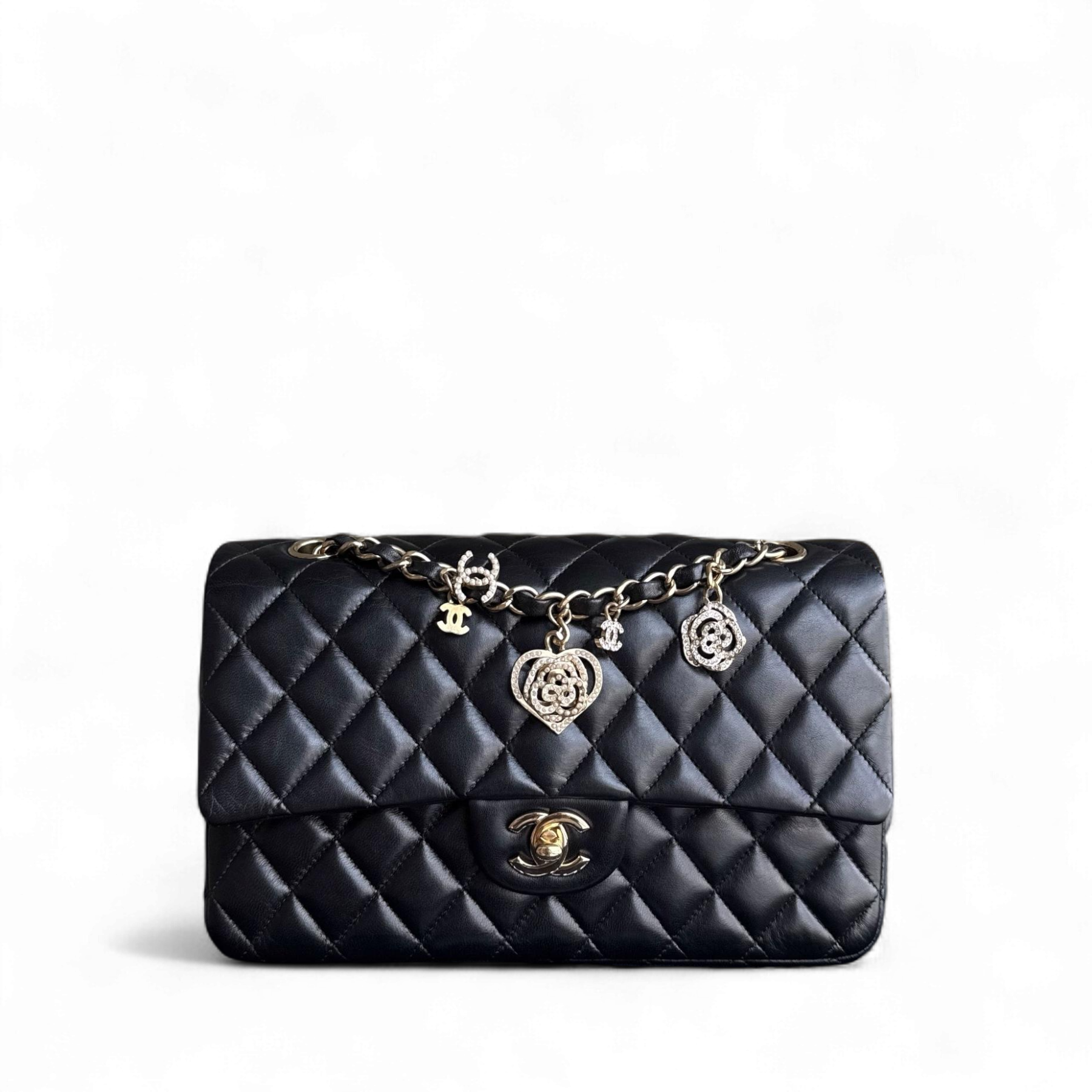 Chanel Classic Flap Seasonal - Valentines Special Edition 25CM Quilted Lambskin Black Gold Hardware Series 19