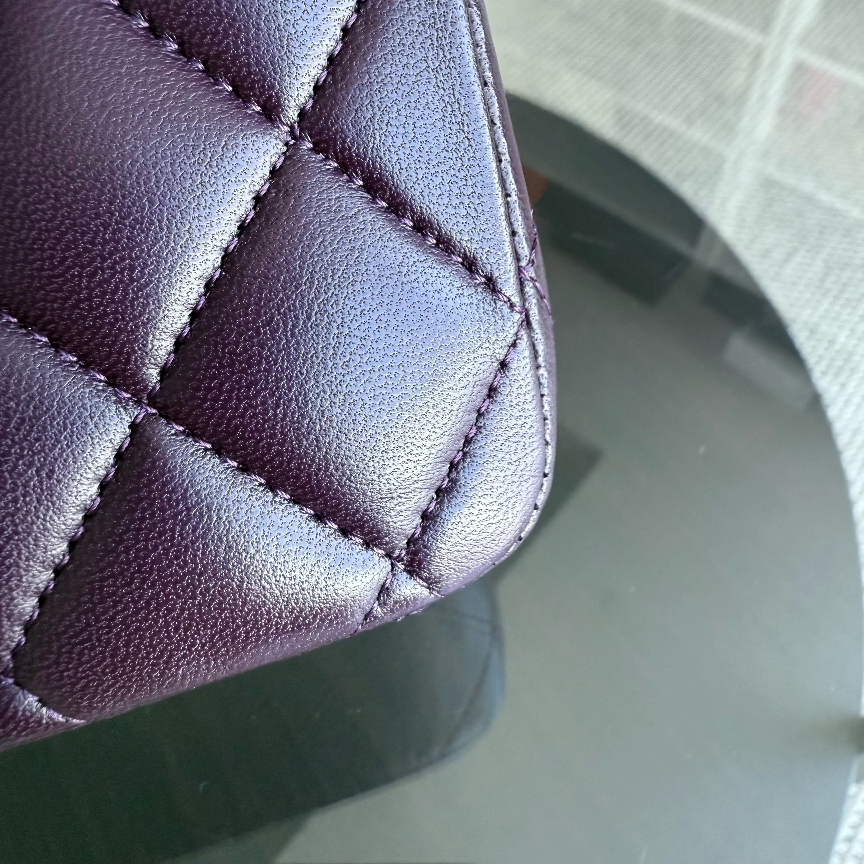 Chanel Classic Flap Medium - 25CM Quilted Lambskin Purple Black Hardware Series 15