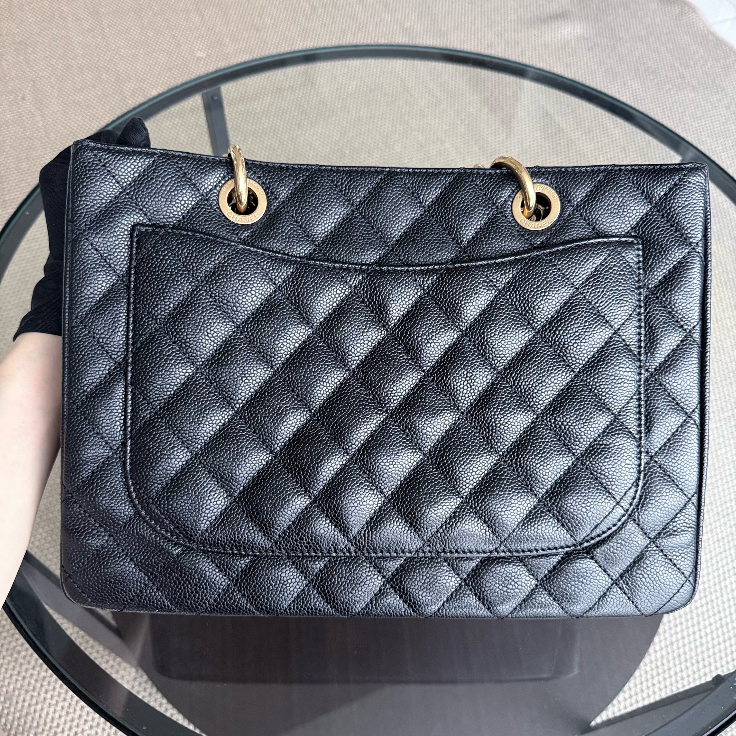 Chanel GST Grand Shopping Tote - Caviar Quilted Black Gold Hardware Series 14