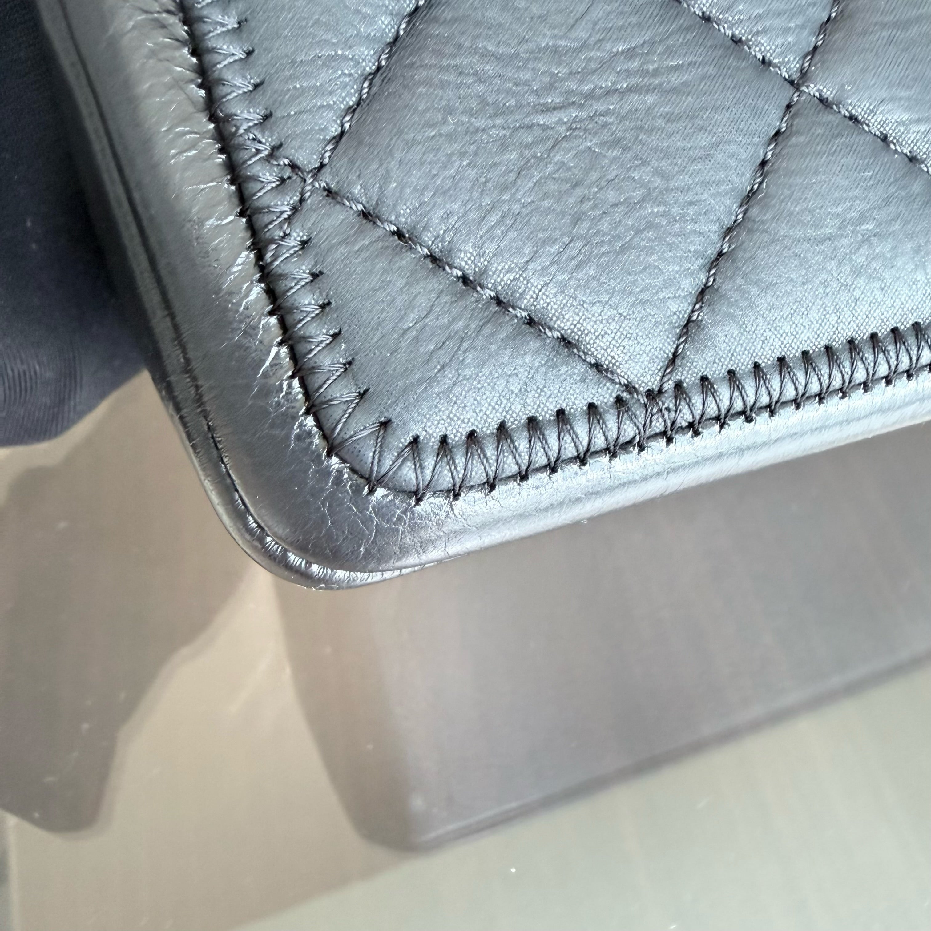 Chanel Seasonal Flap - 25CM Quilted Calfskin Black Silver Hardware Series 20