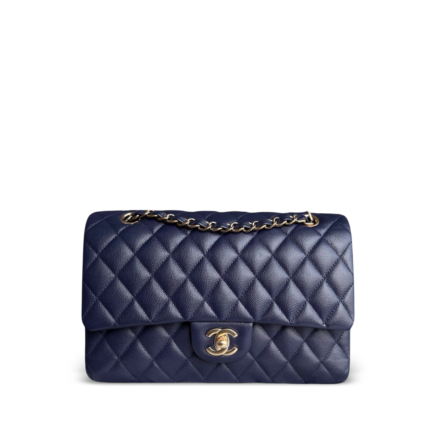 Chanel Classic Flap Medium - Caviar 25CM Quilted Dark Midnight Blue Gold Hardware Series 31