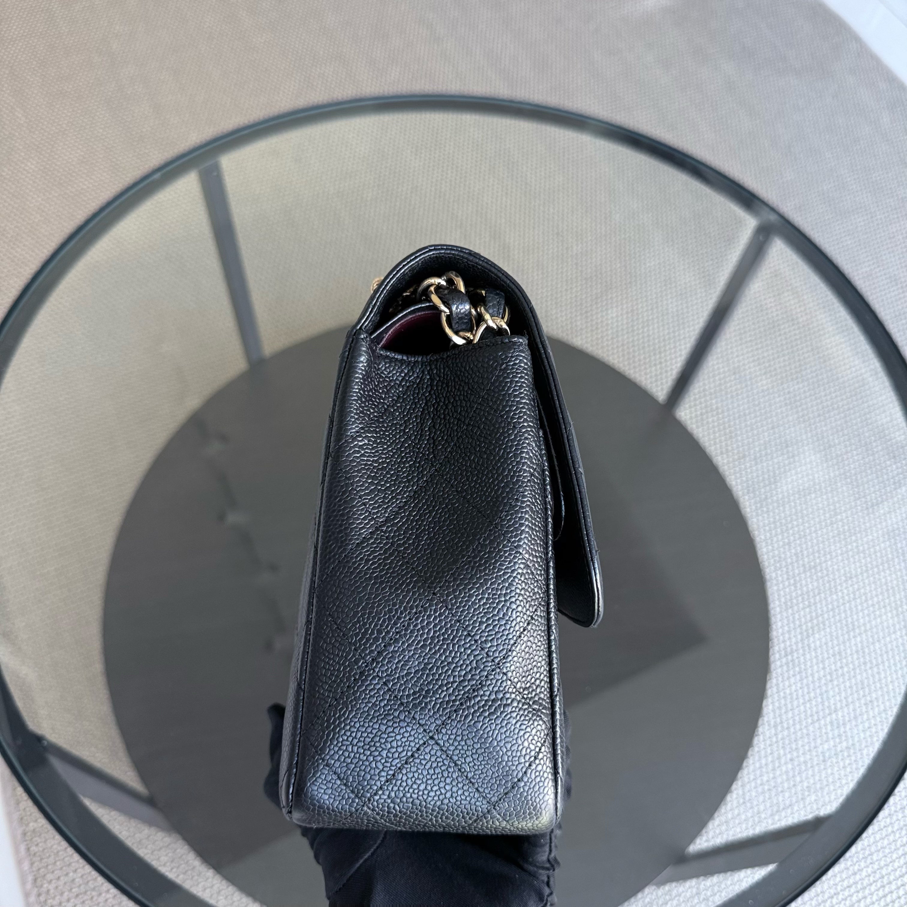 Chanel Classic Flap Jumbo - Caviar Double Flap 30CM Quilted Black Gold Hardware Series 14