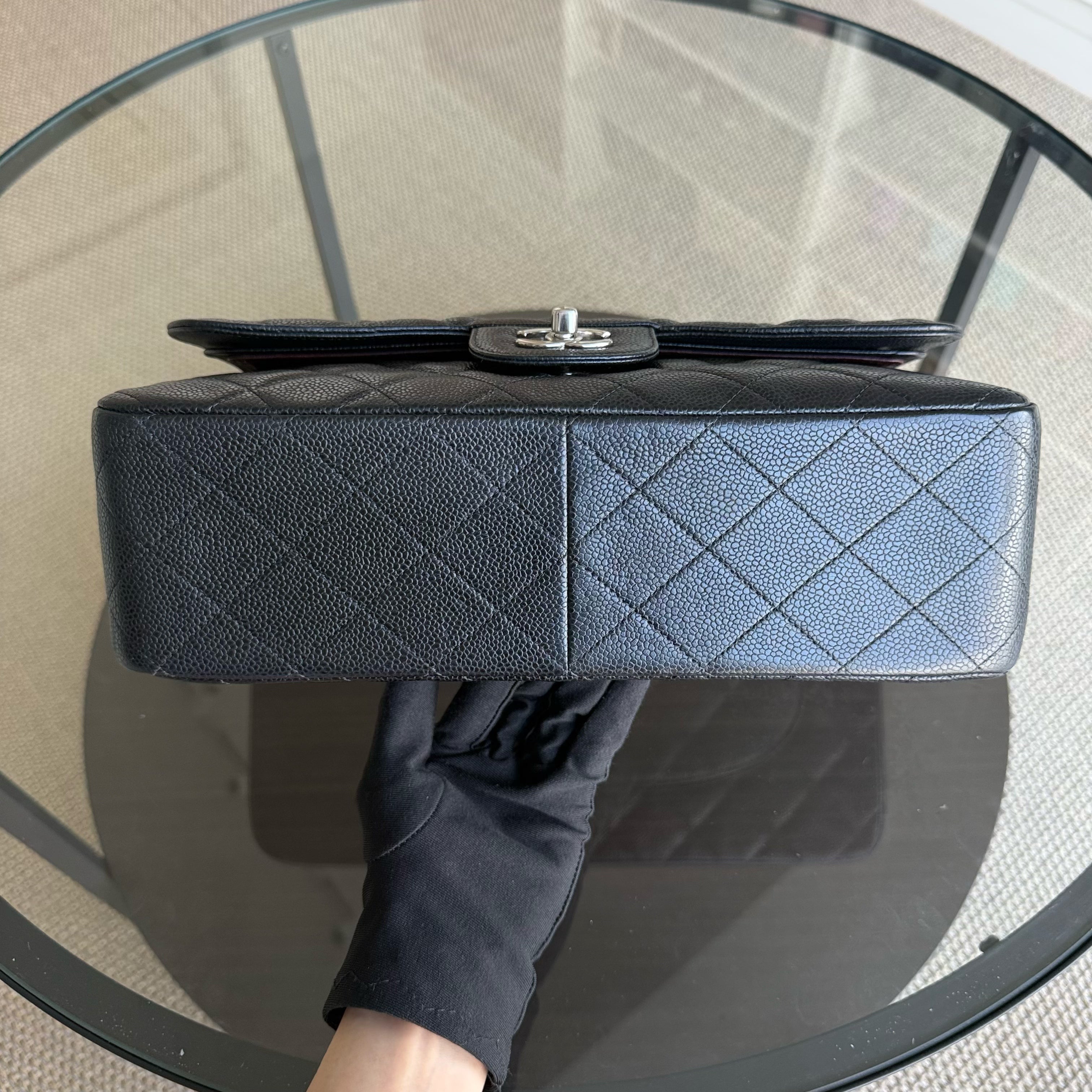 Chanel Classic Flap Jumbo - Double Flap Caviar 30CM Quilted Black Silver Hardware Series 15