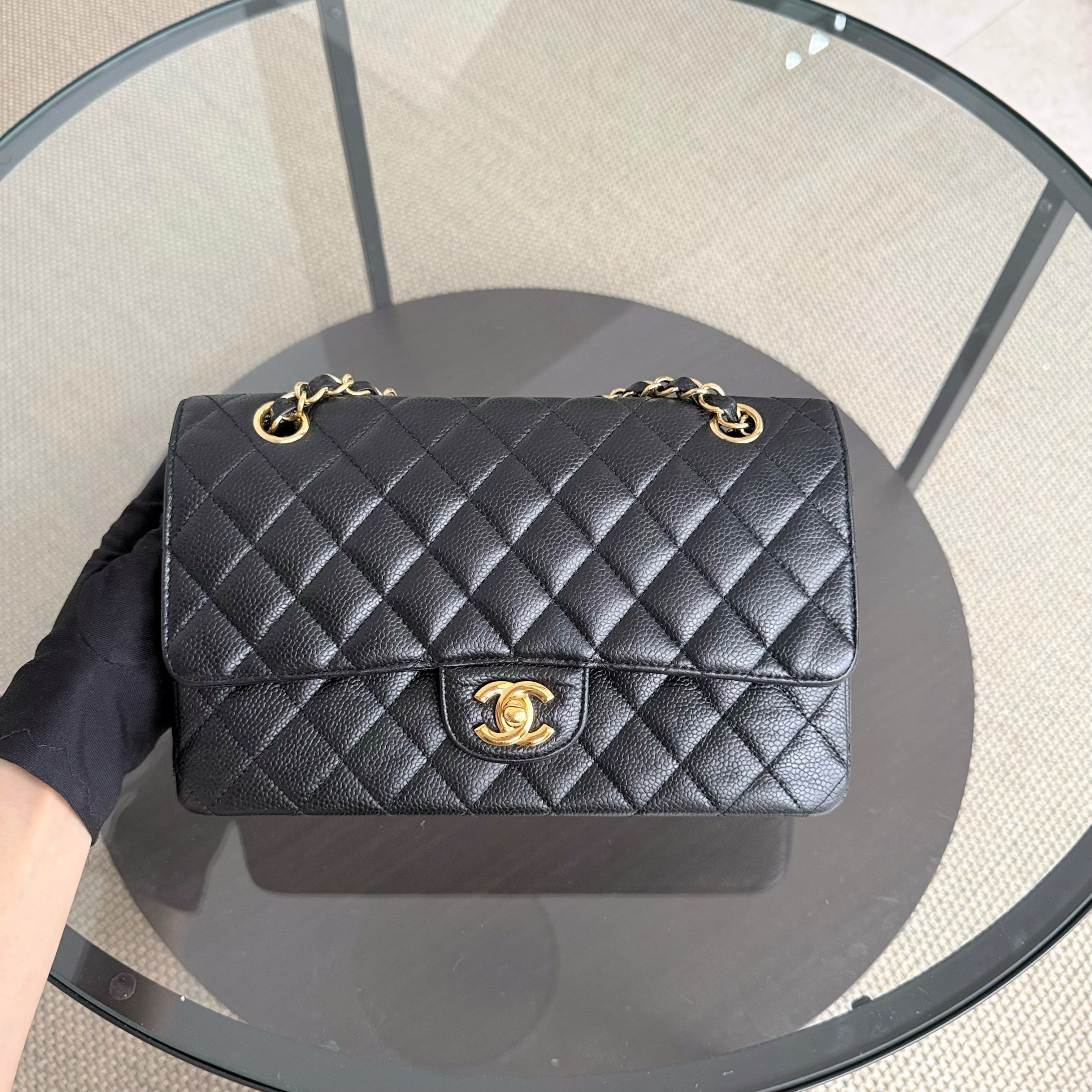 Chanel Classic Flap Medium - 25CM Caviar Quilted Black Gold Hardware Series 13