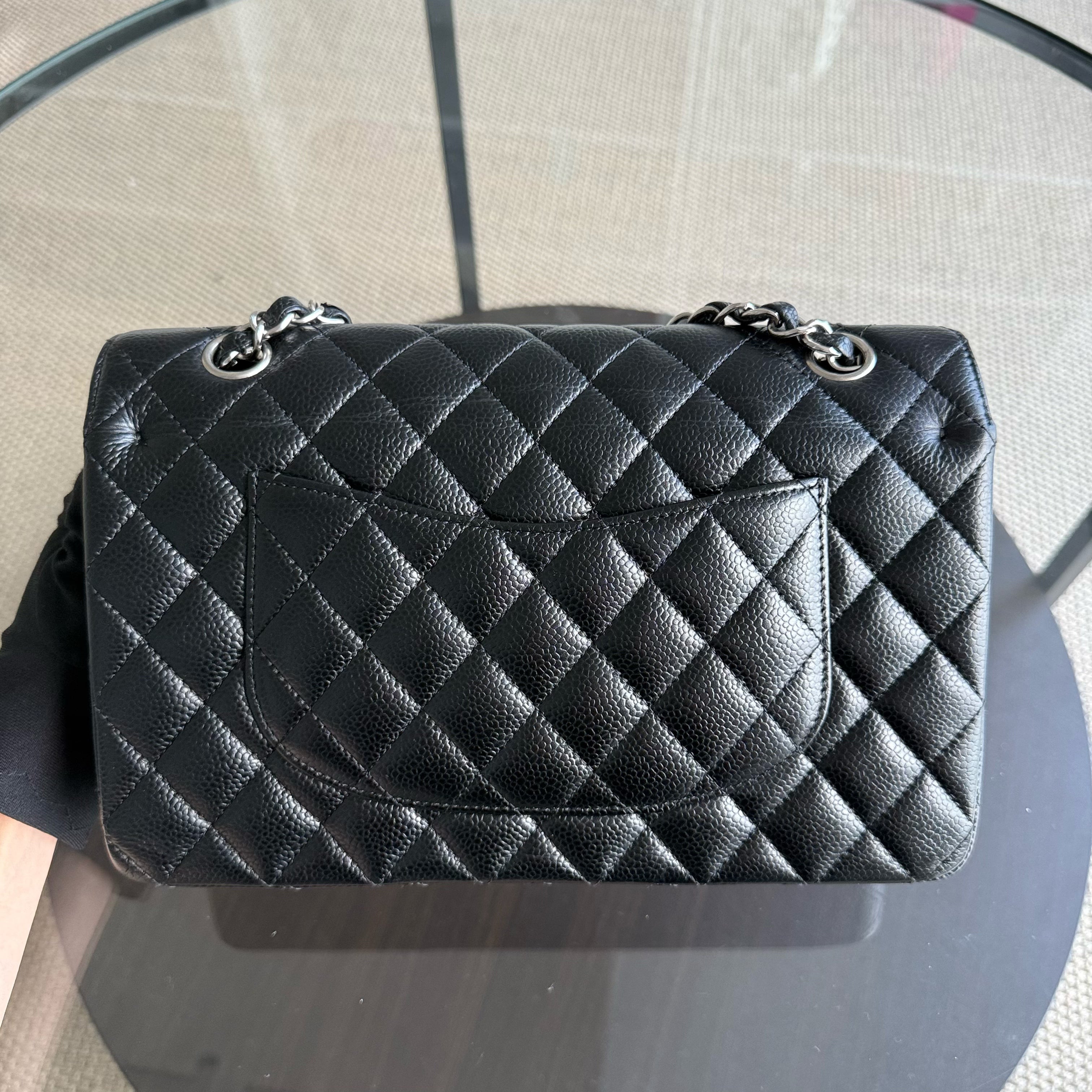 Chanel Classic Flap Medium - Caviar 25CM Quilted Black Silver Hardware Series 18