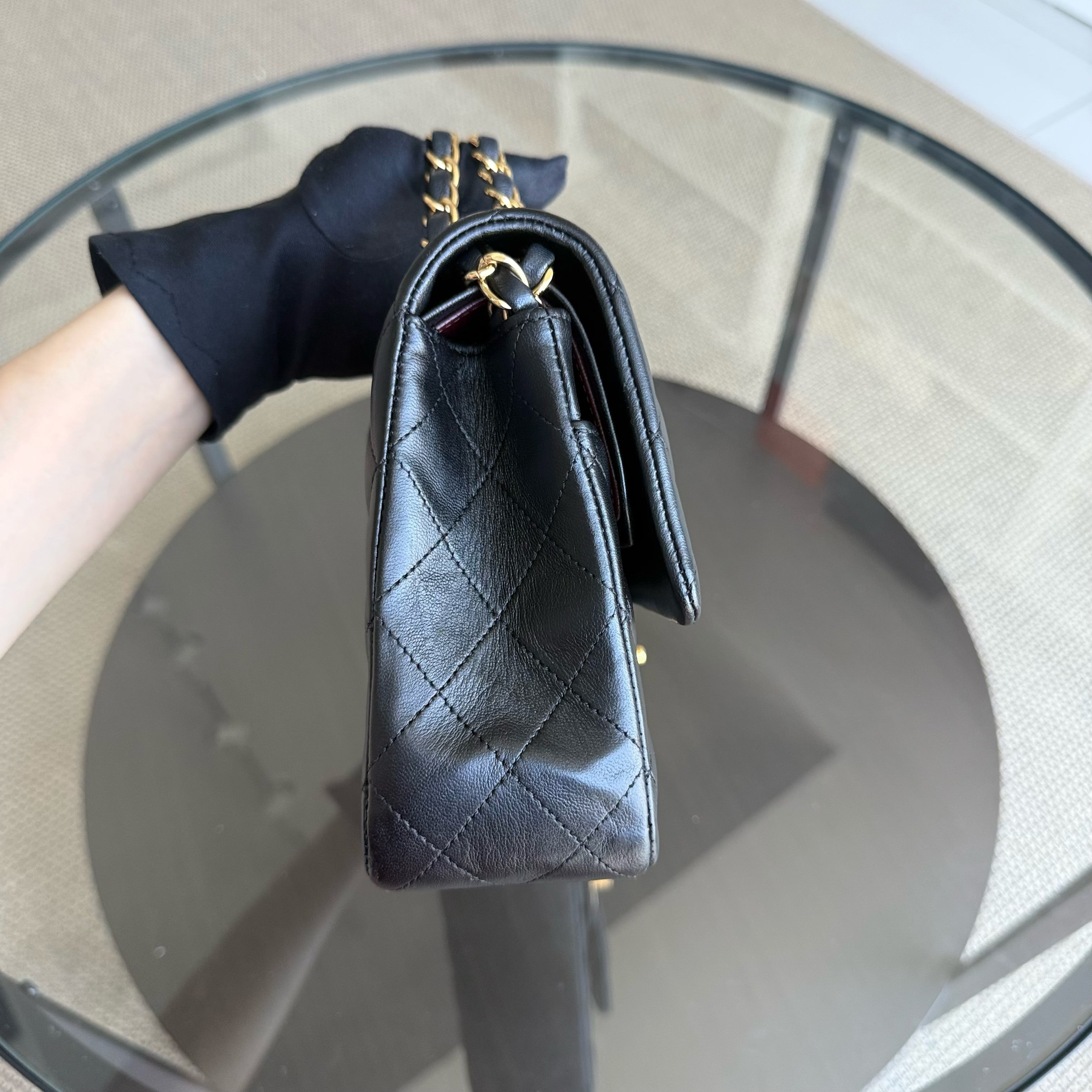 Chanel Classic Flap Medium - 25CM Quilted Lambskin Black Gold Hardware Series 28