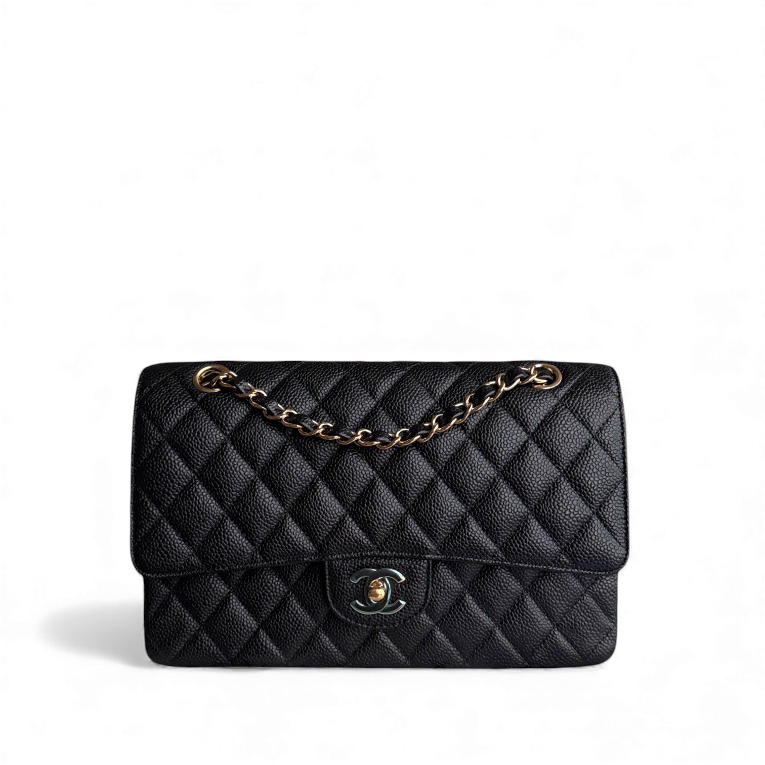 Chanel Classic Flap Medium - Caviar 25CM Quilted Black Gold Hardware Series 21