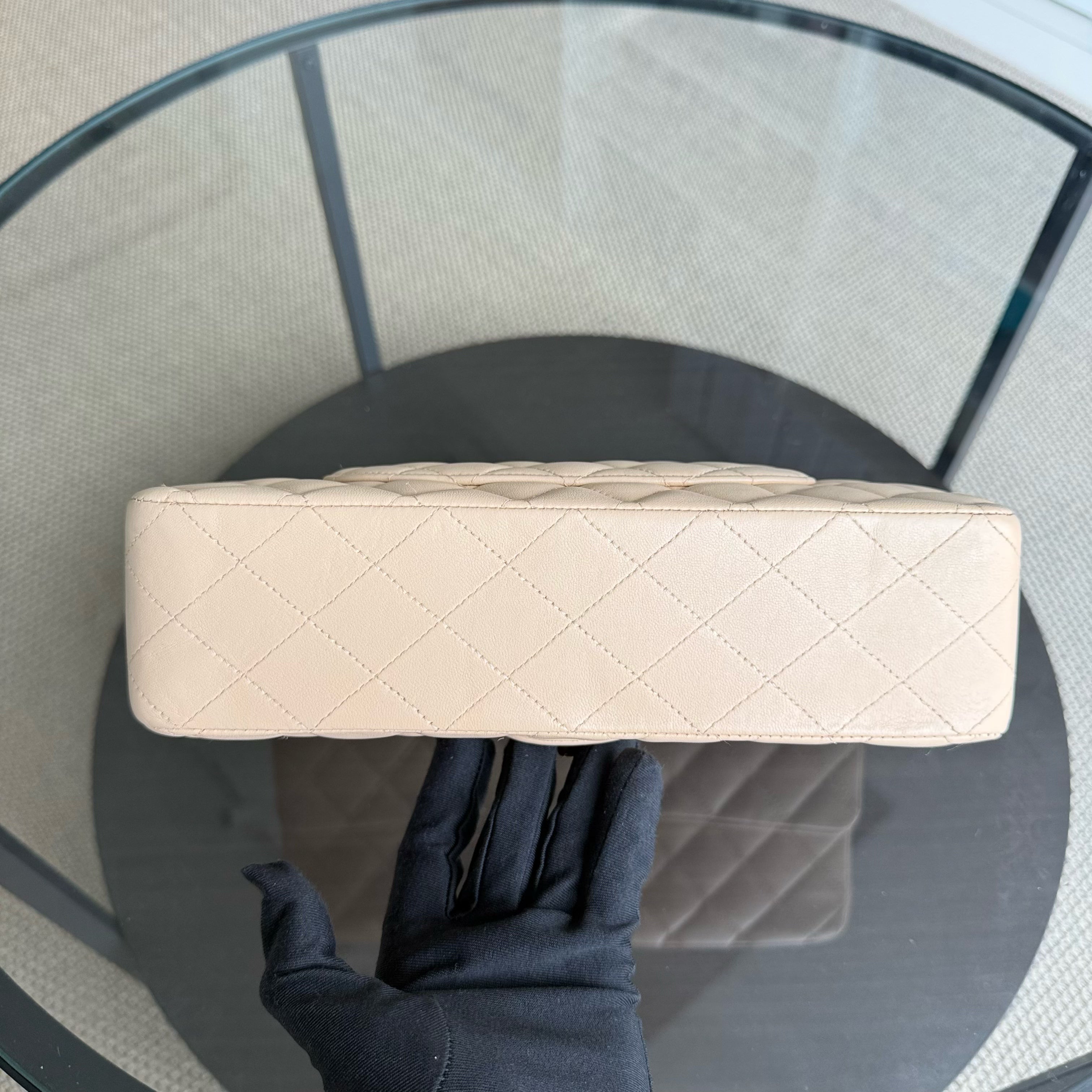 Chanel Classic Flap Medium - 25CM Quilted Lambskin Beige Gold Hardware Series 17
