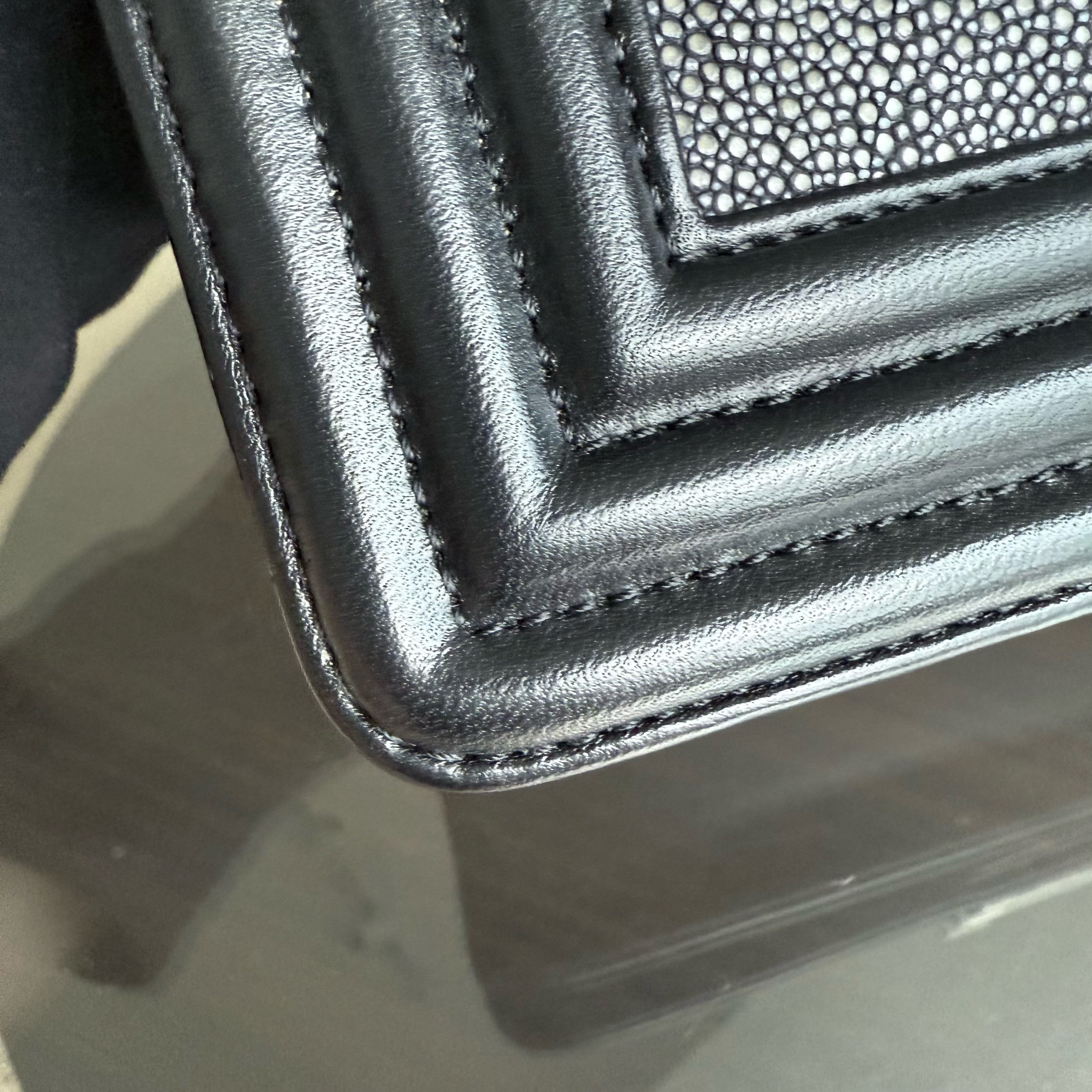 Chanel Boy Small - Stingray Black Ruthenium Silver Hardware Series 20