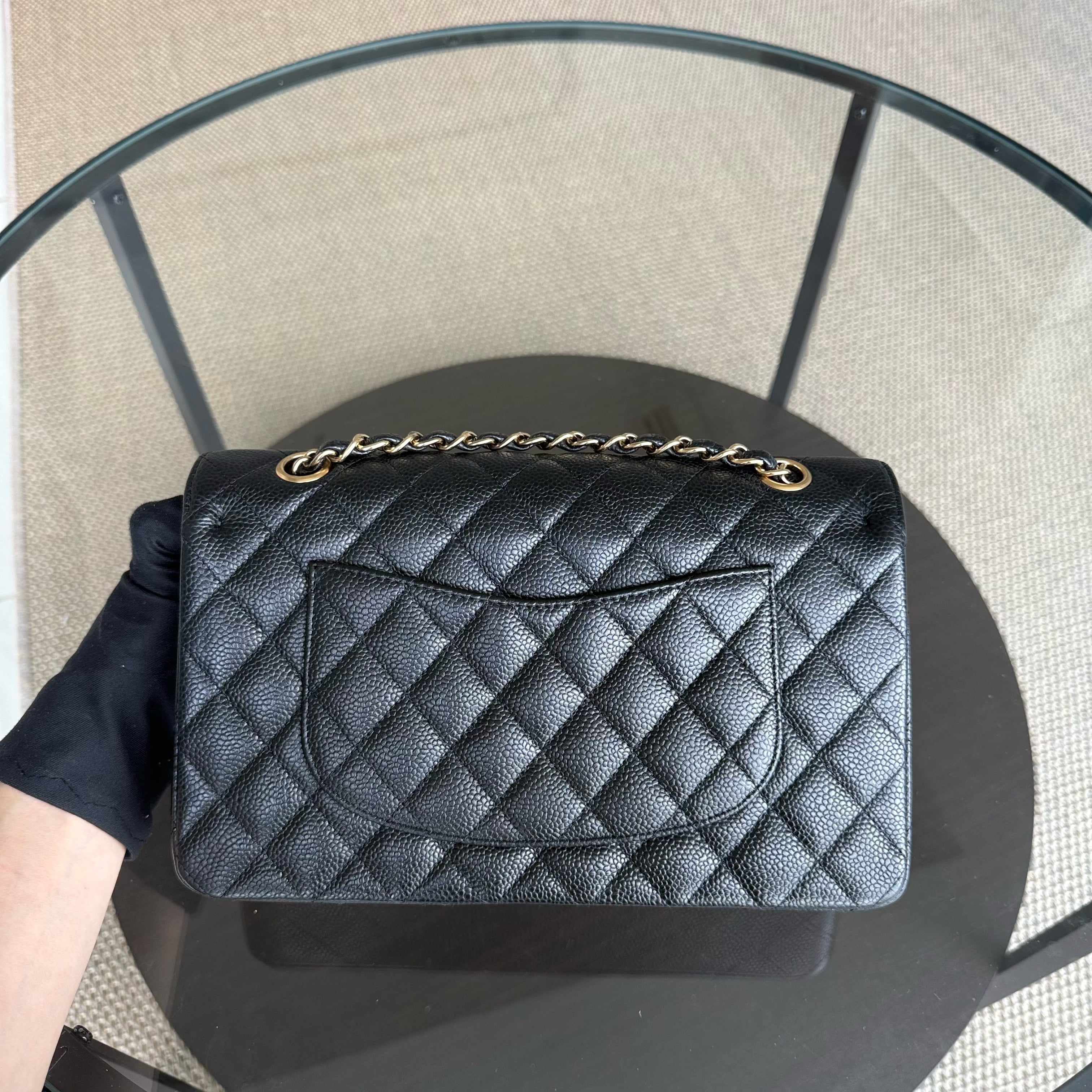 Chanel Classic Flap Medium - Caviar 25CM Quilted Grained Calfskin Black Gold Hardware Series 14