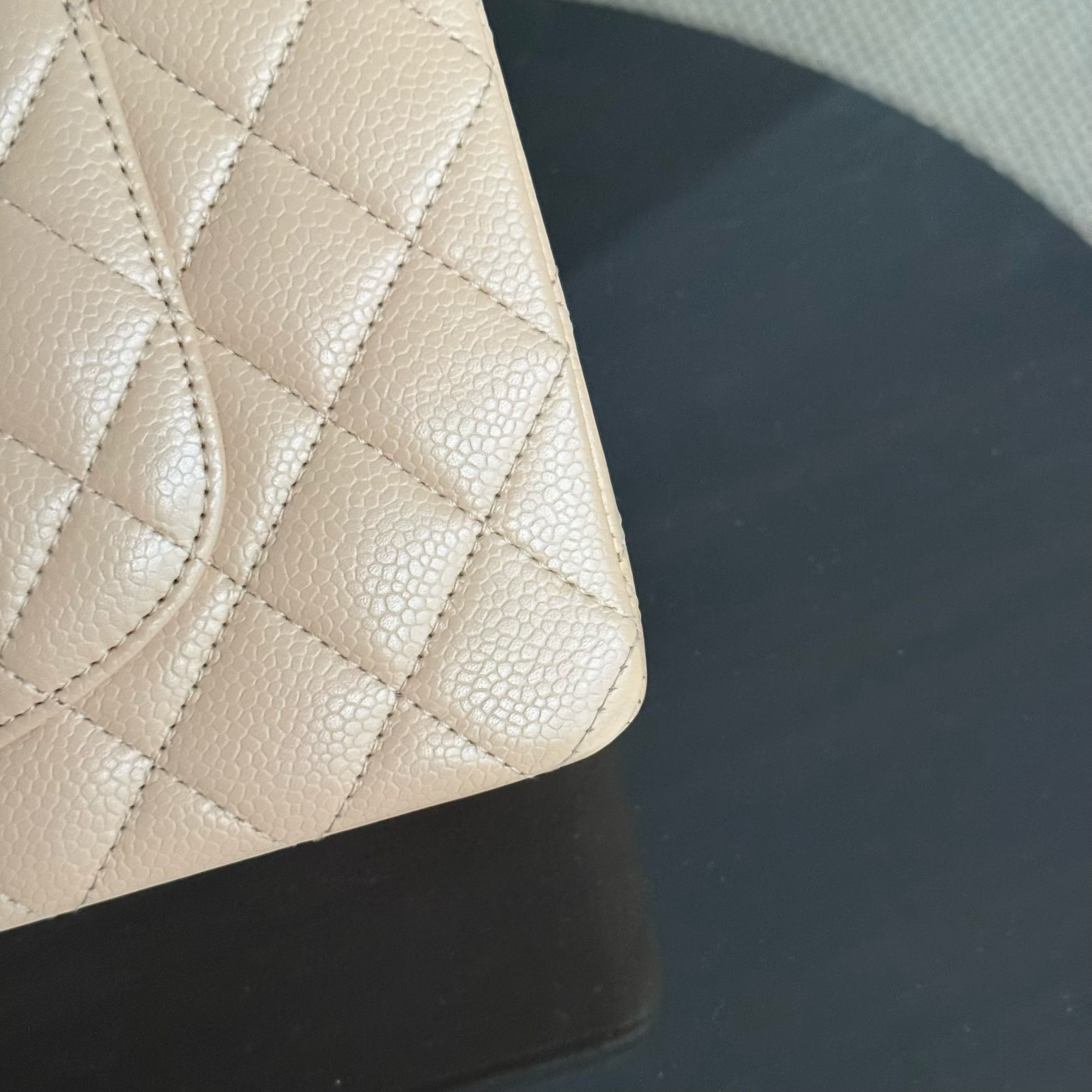 Chanel Classic Flap Medium - Caviar 25CM Quilted Beige Gold Hardware Series 15