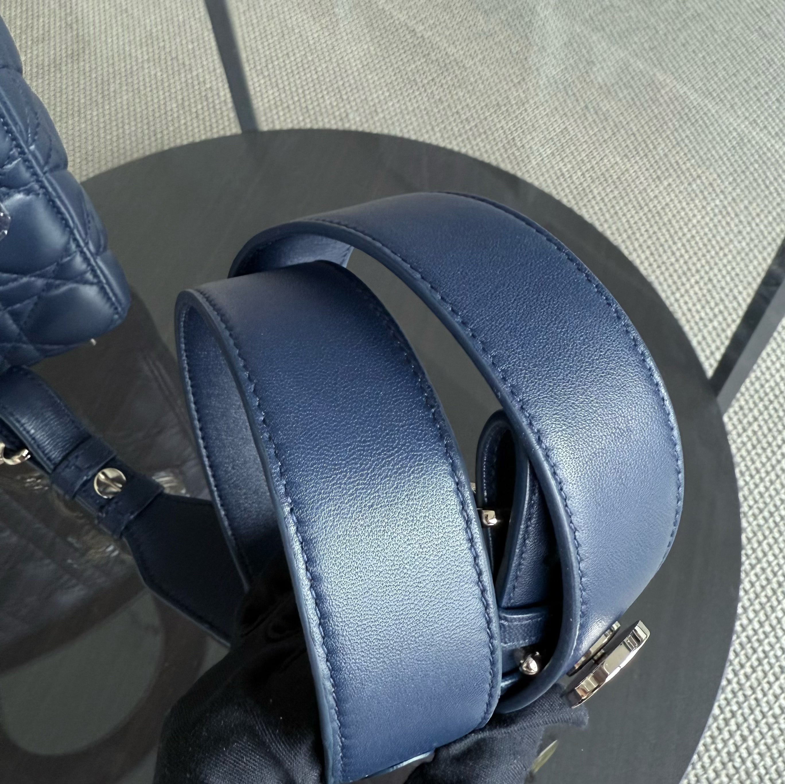 Dior Lady Small - Cannage Lambskin Dark Blue Gold Hardware