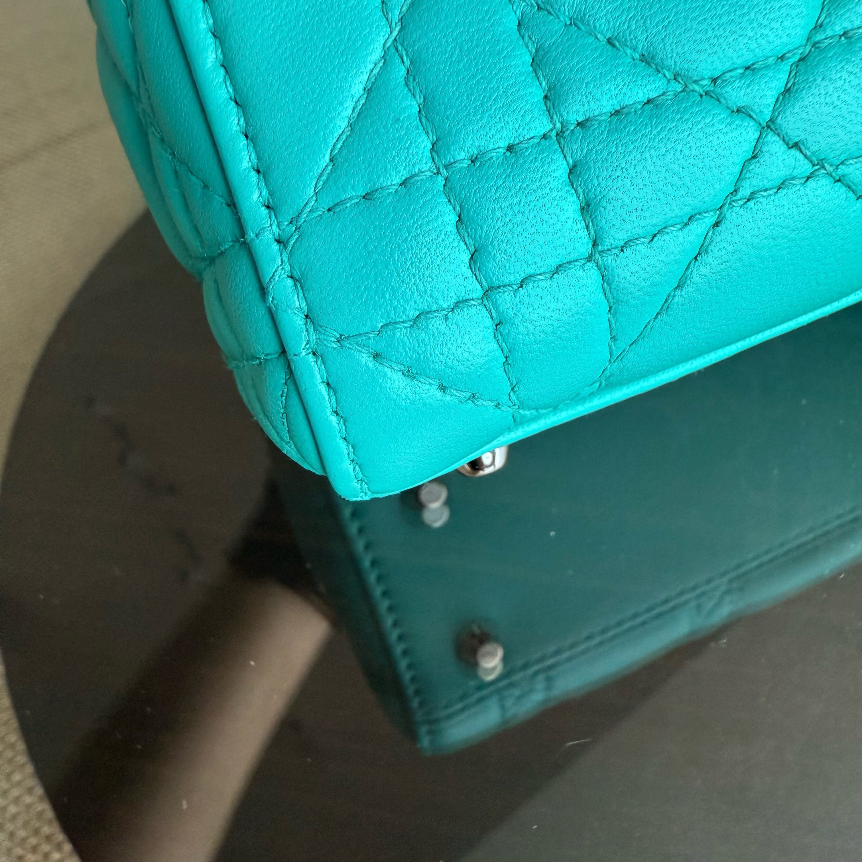 Dior Lady Mini - Cannage Lambskin Cyan Blue Silver Hardware Adjustable Strap