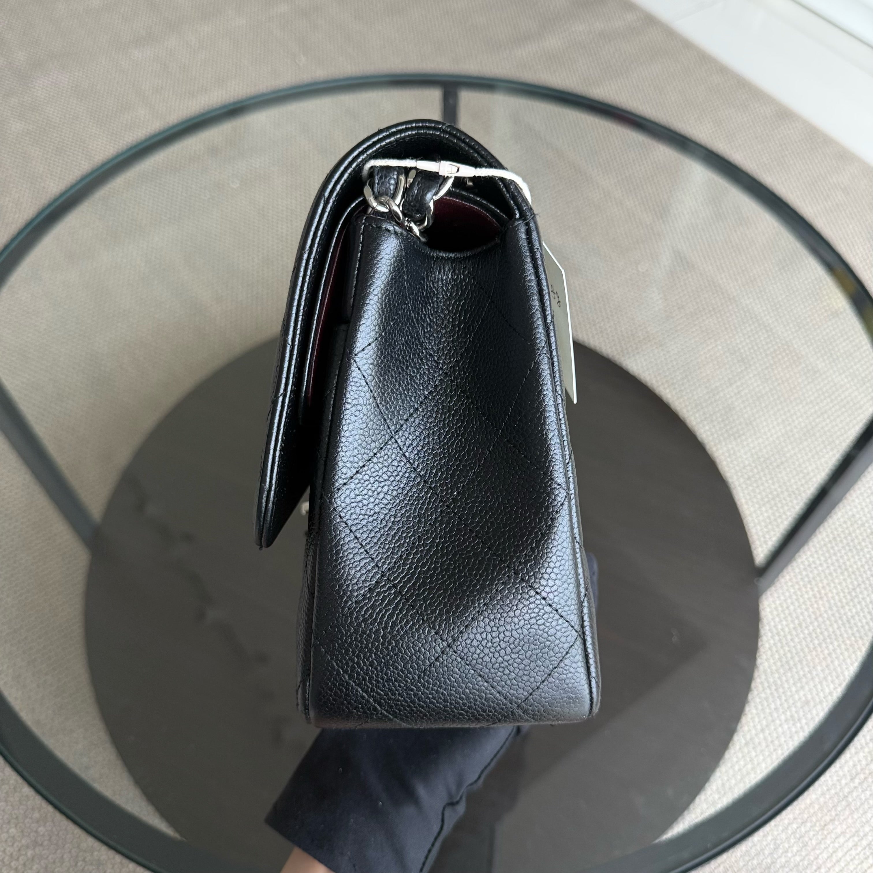 Chanel Classic Flap Jumbo - Caviar 30CM Double Flap Quilted Black Silver Hardware Series 15