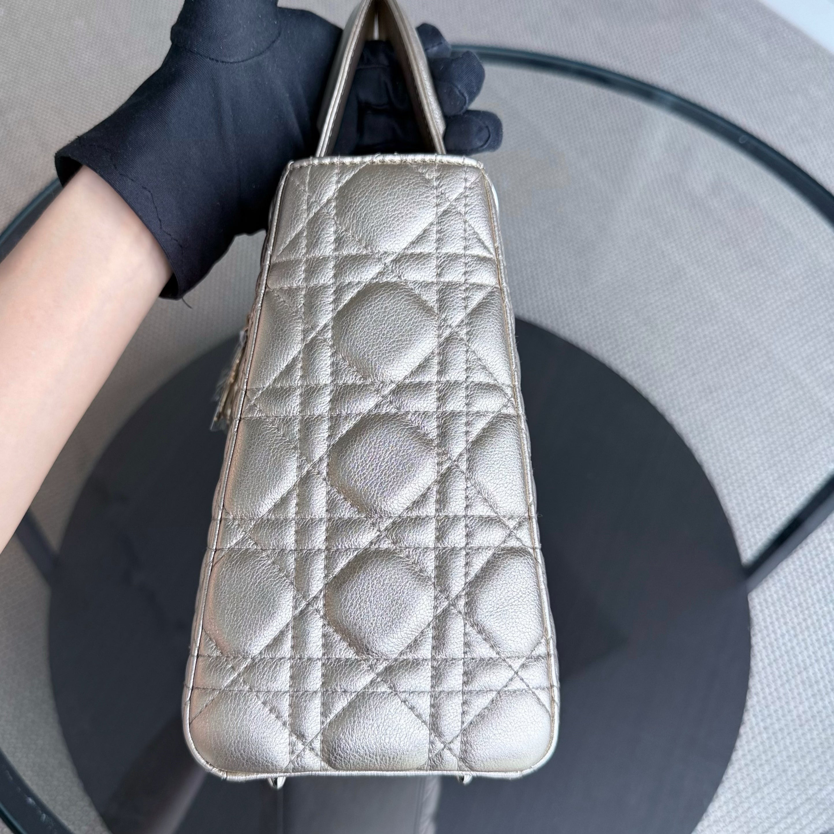 Dior Lady Medium - Cannage Gold Calfskin Gold Hardware No Strap