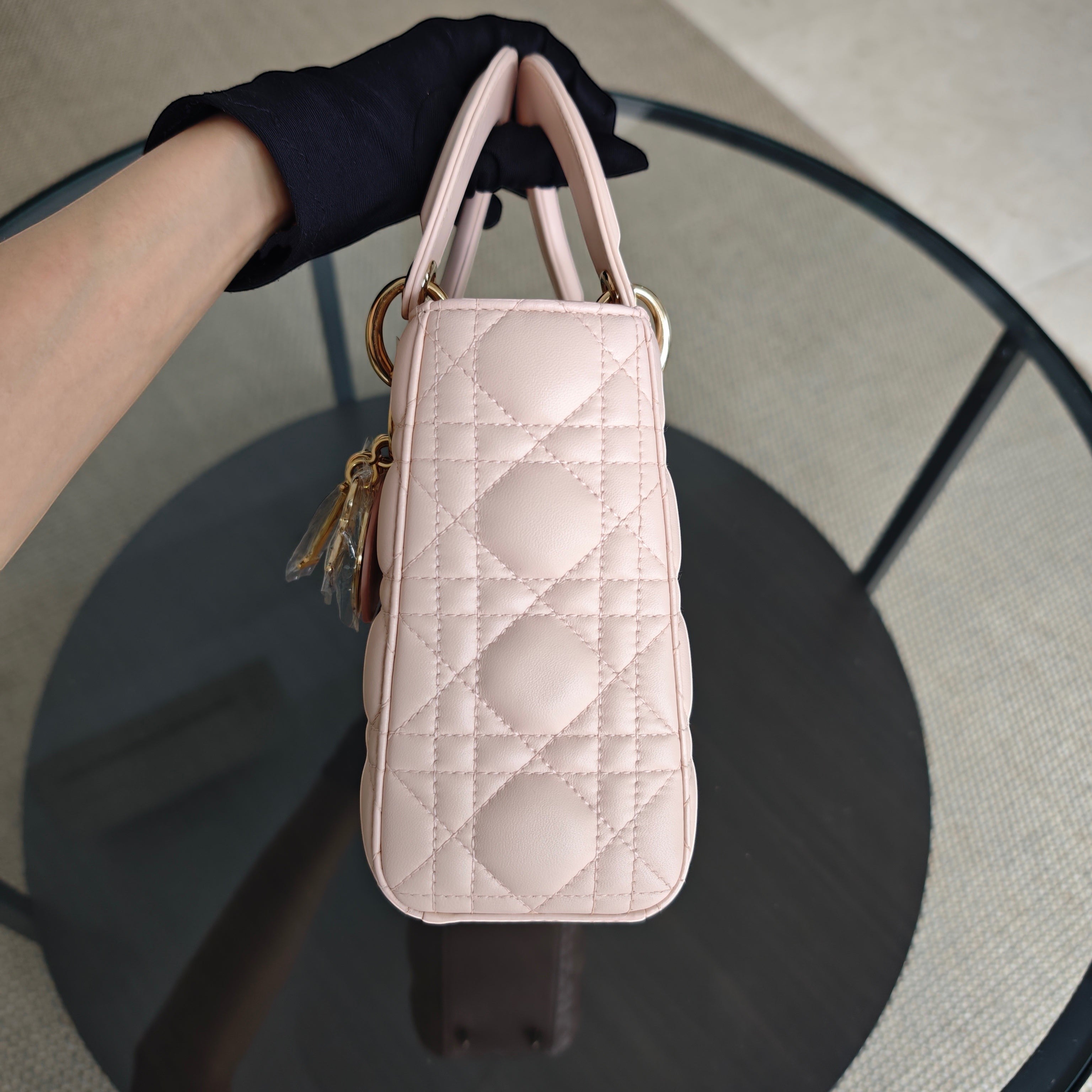 Dior Lady Small Flap - Cannage Lambskin Light Sakura Pink Gold Hardware