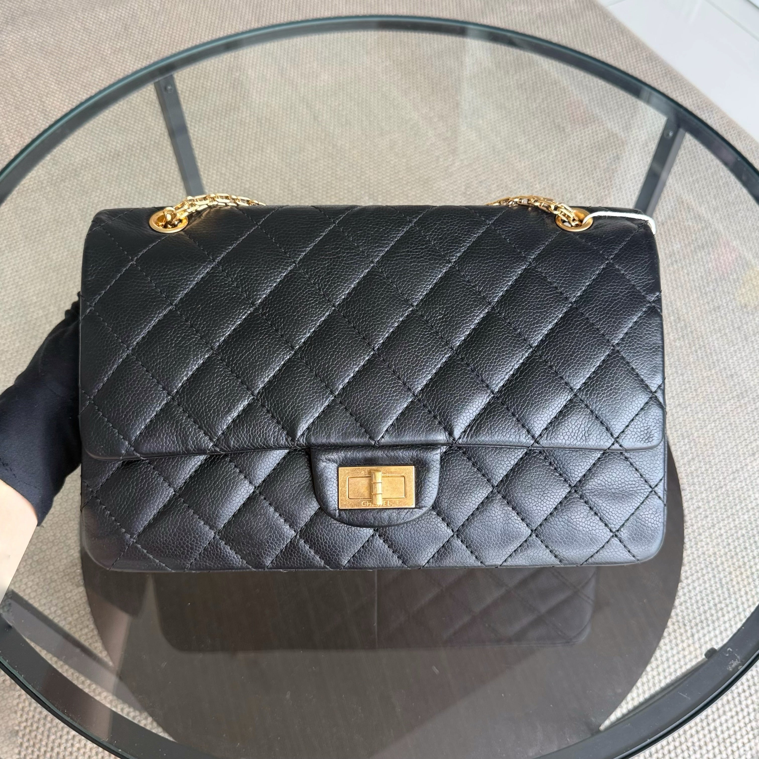 Chanel 2.55 Reissue 227 - Caviar Quilted Black Aged Gold Hardware Series 18