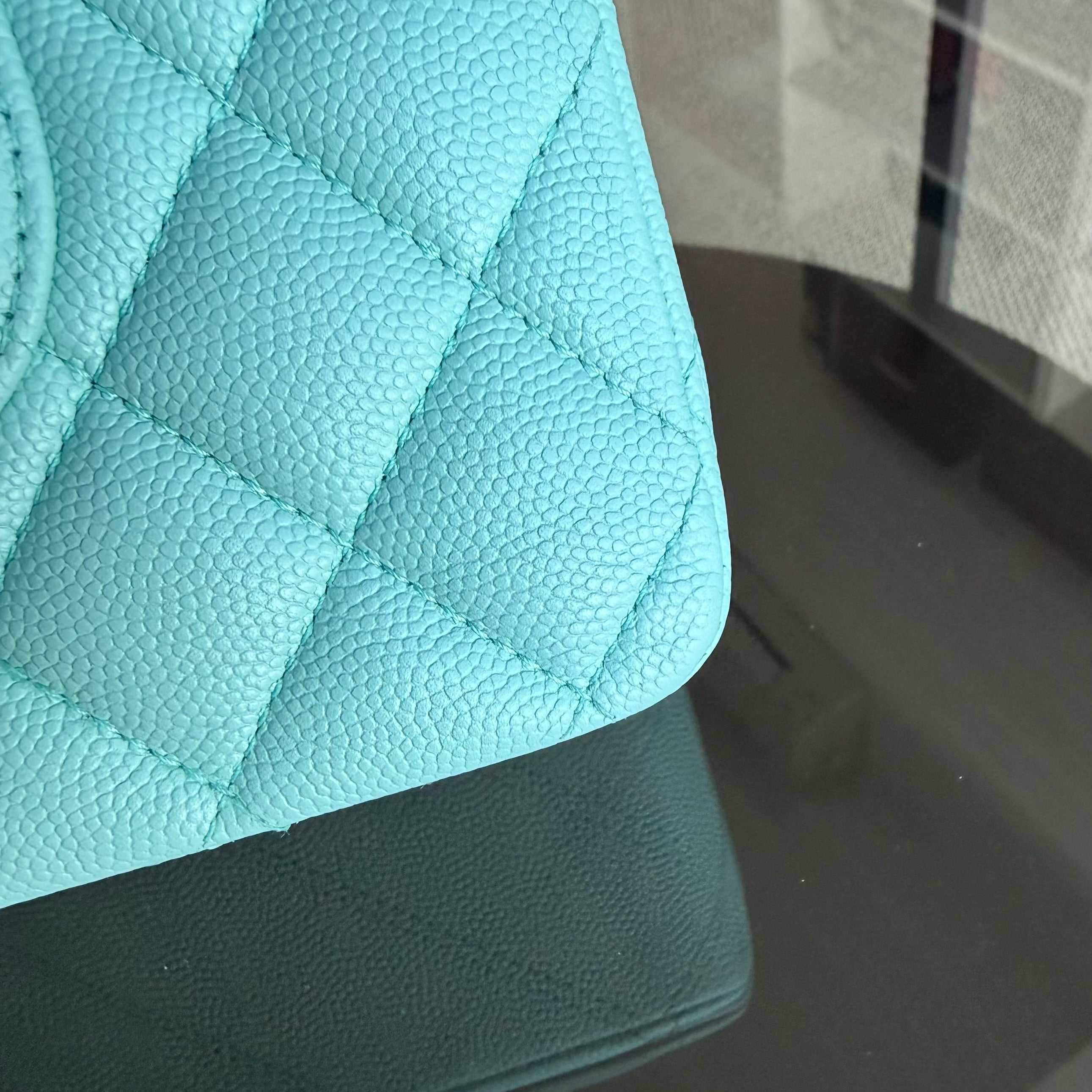 Chanel Classic Flap Medium - Caviar 25CM Quilted Tiffany Light Blue Gold Hardware Series 26