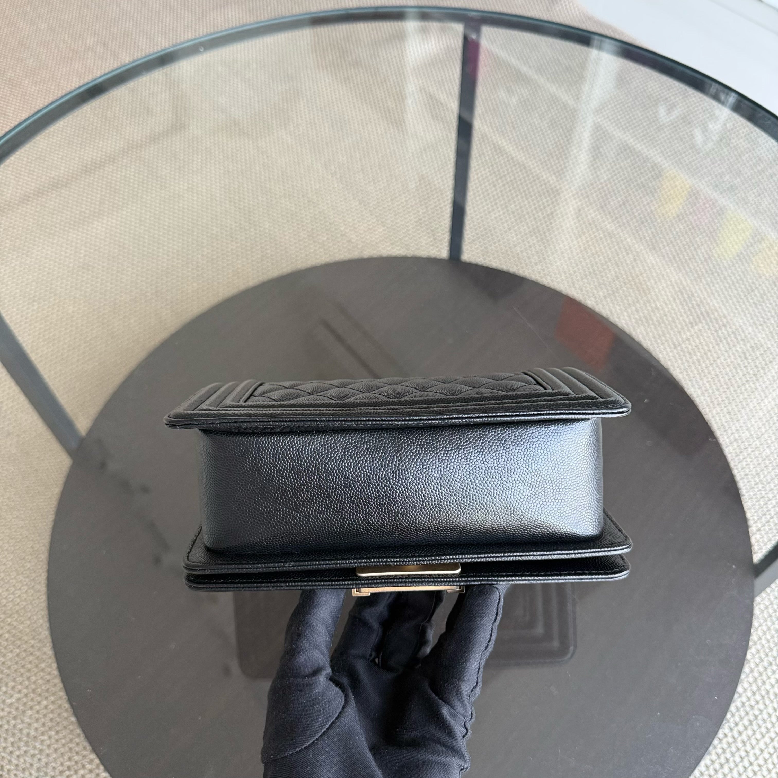 Chanel Boy Small - Caviar 20CM Quilted Black Gold Hardware Series 26