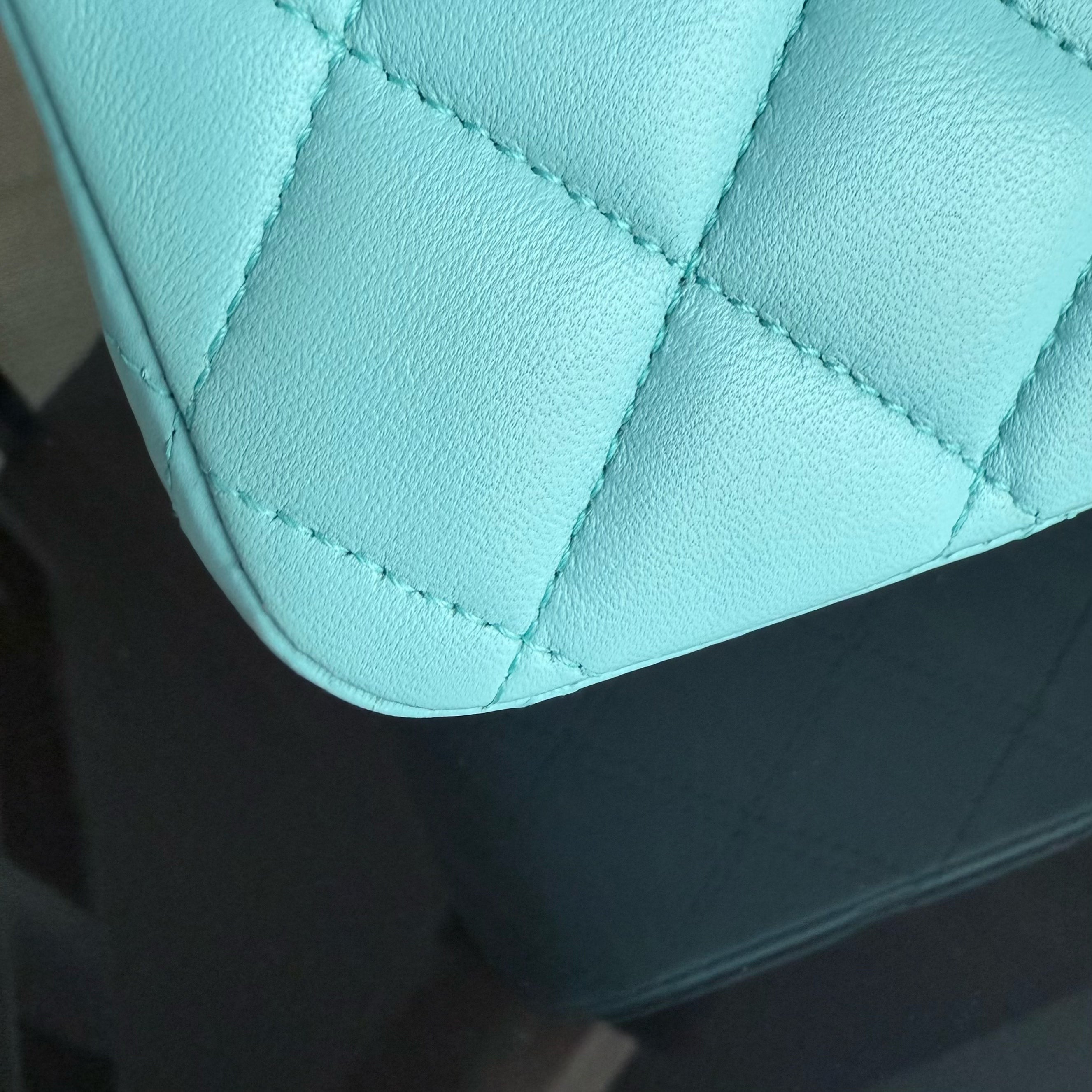 Chanel Classic Flap Medium - 25CM Quilted Lambskin Light Blue Silver Hardware Series 27