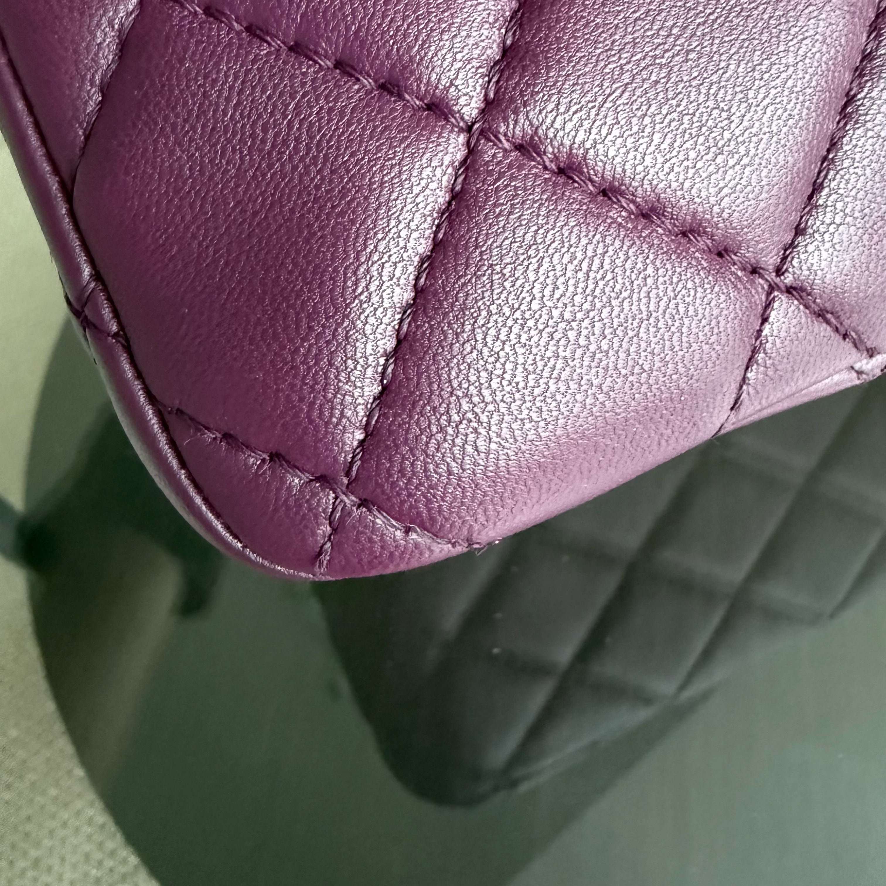 Chanel Classic Flap Jumbo - 30CM Quilted Lambskin Single Flap Purple Violet Gold Hardware Series 12