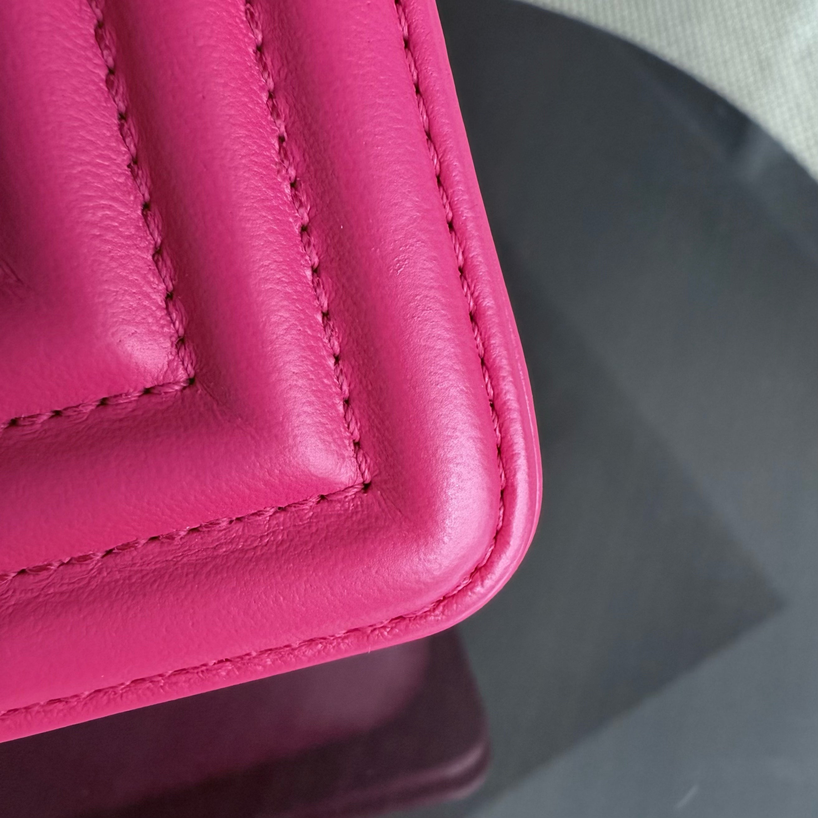 Chanel Boy Medium - 25CM Quilted Lambskin Hot Pink Gold Hardware Series 23